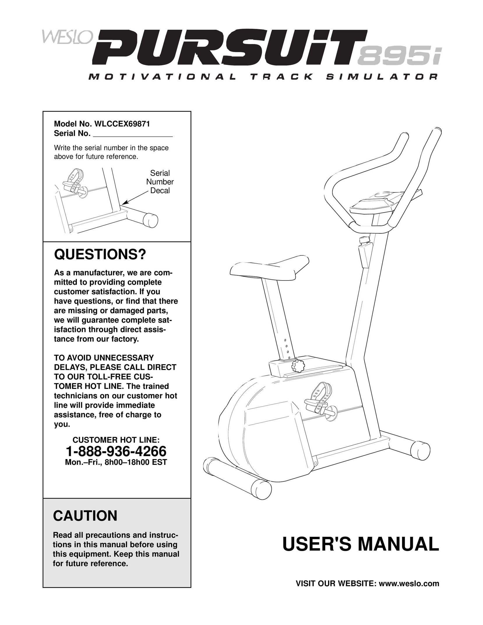 Weslo WLCCEX69871 Home Gym User Manual