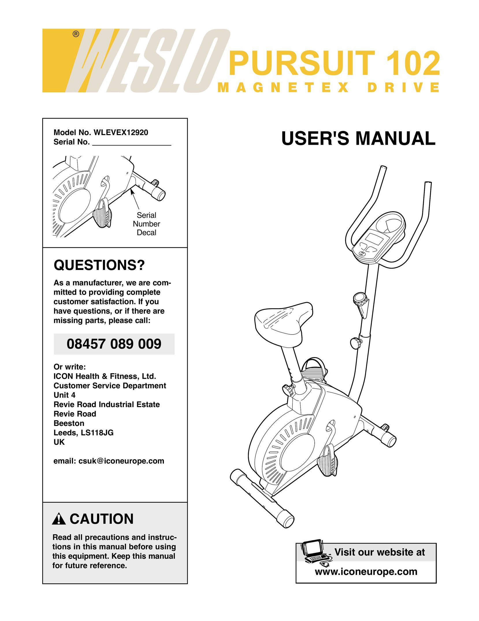 Weslo WLEVEX12920 Home Gym User Manual