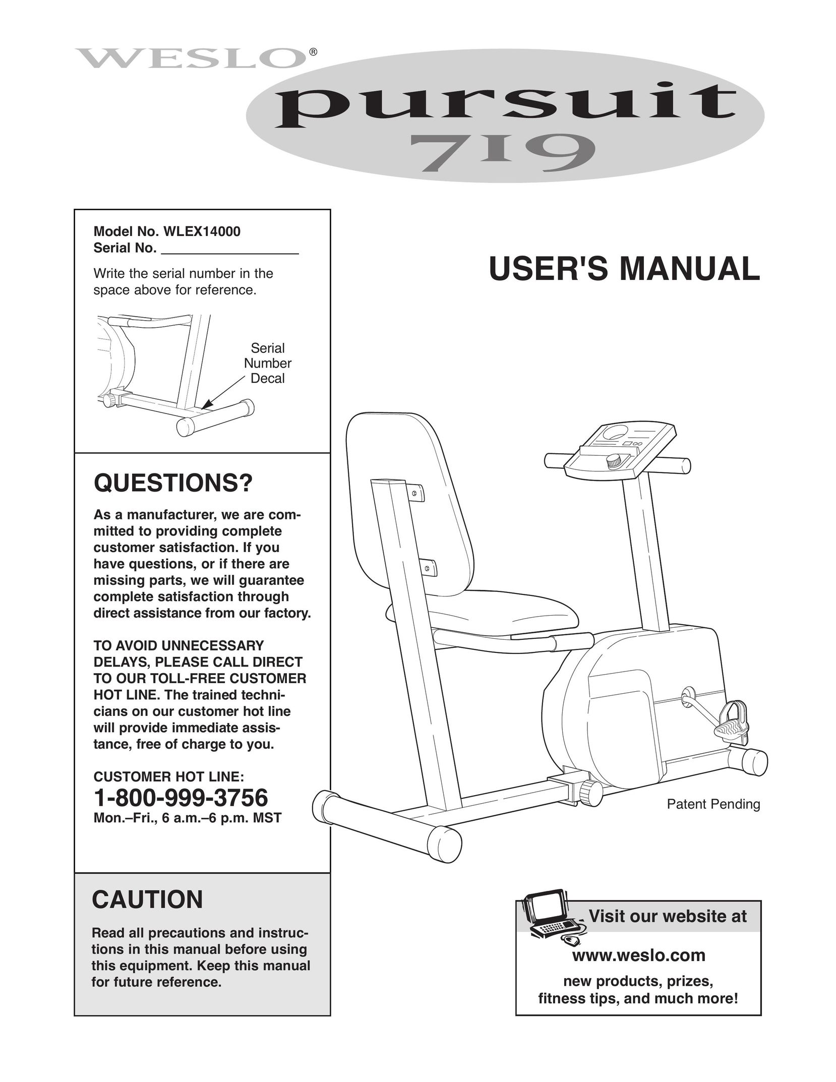 Weslo WLEX14000 Home Gym User Manual