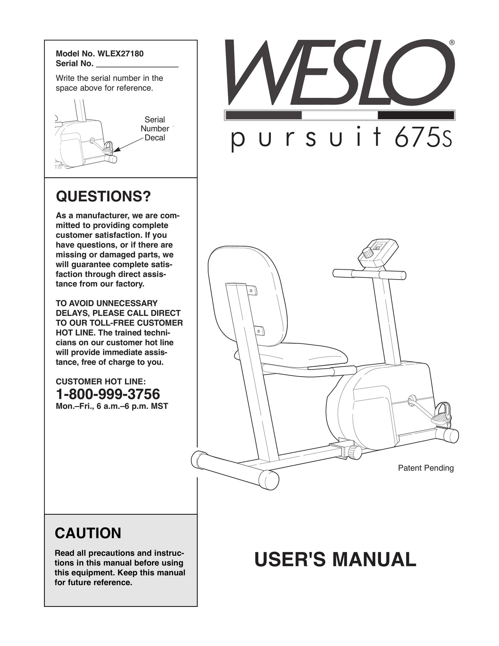 Weslo WLEX27180 Home Gym User Manual