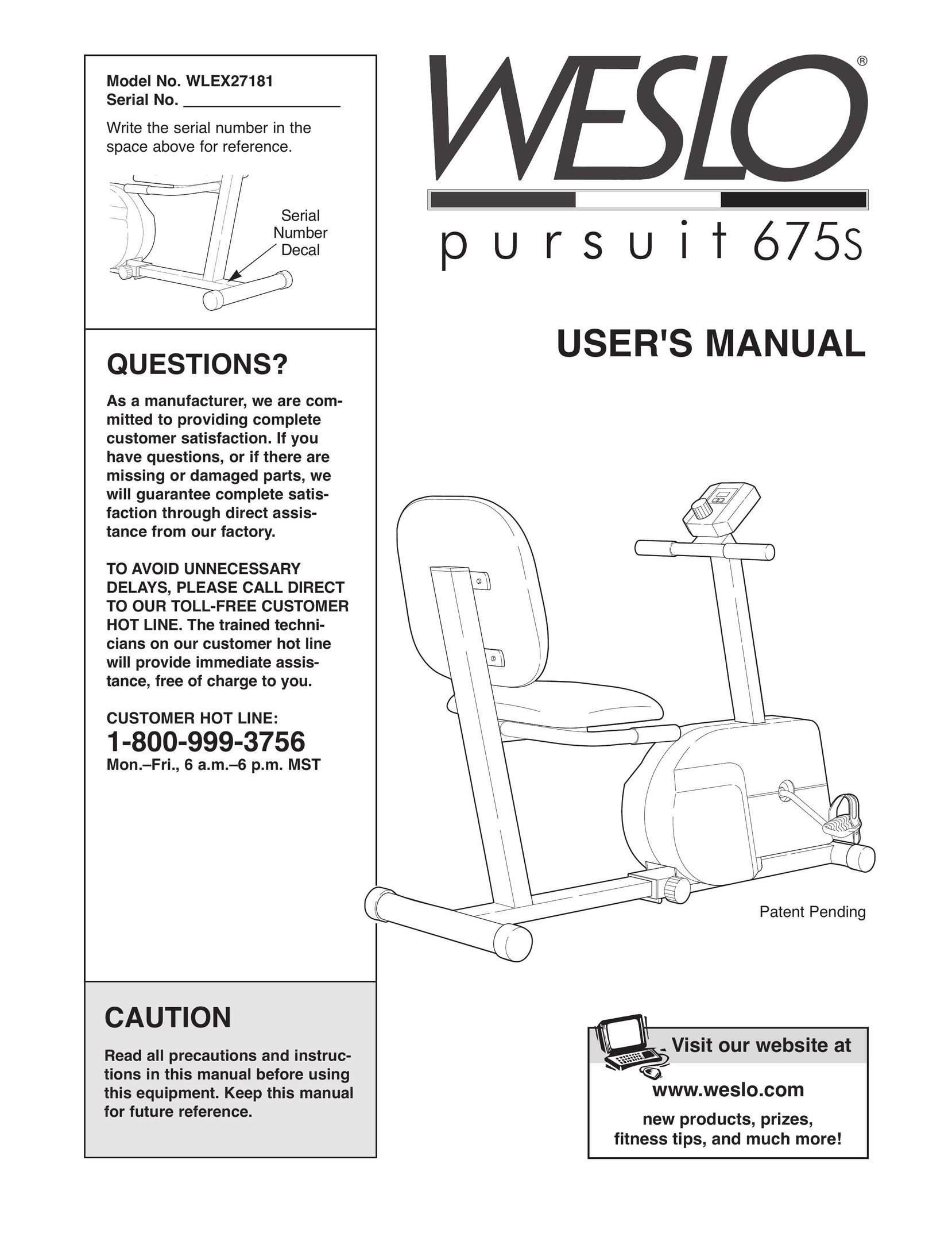Weslo WLEX27181 Home Gym User Manual