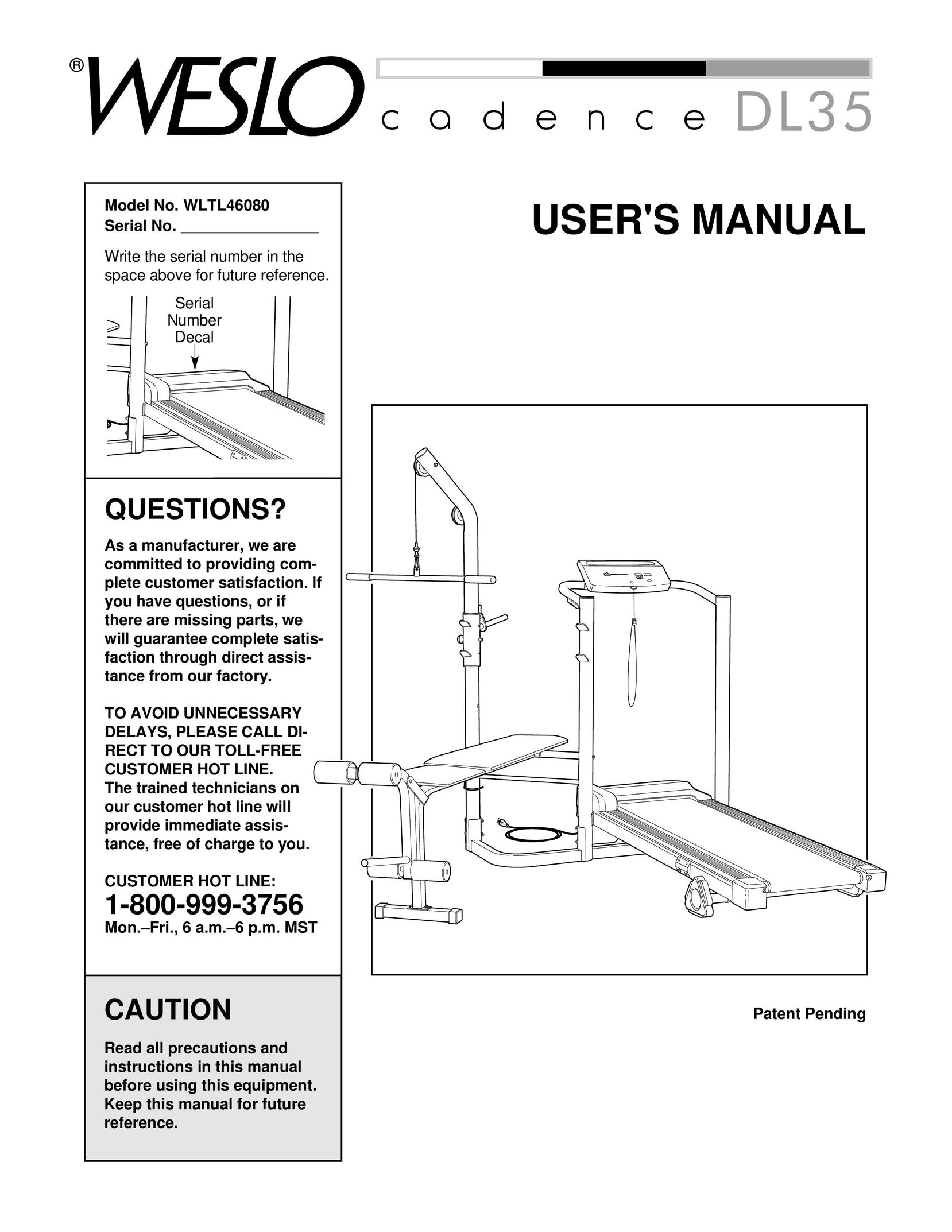 Weslo WLTL46080 Home Gym User Manual