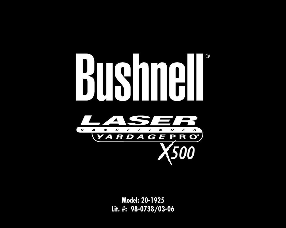 Bushnell 20-1925 Hunting Equipment User Manual