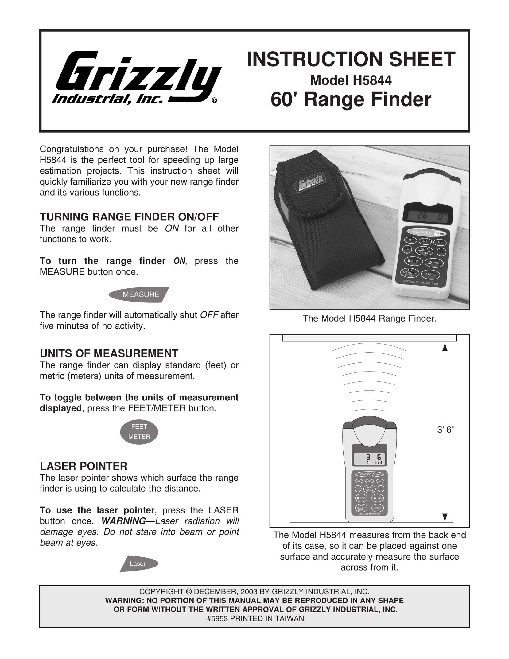 Grizzly H5844 Hunting Equipment User Manual