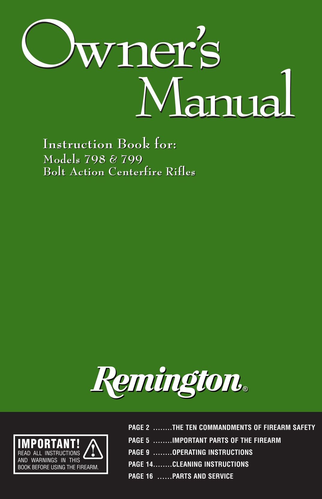 Remington 798 Hunting Equipment User Manual