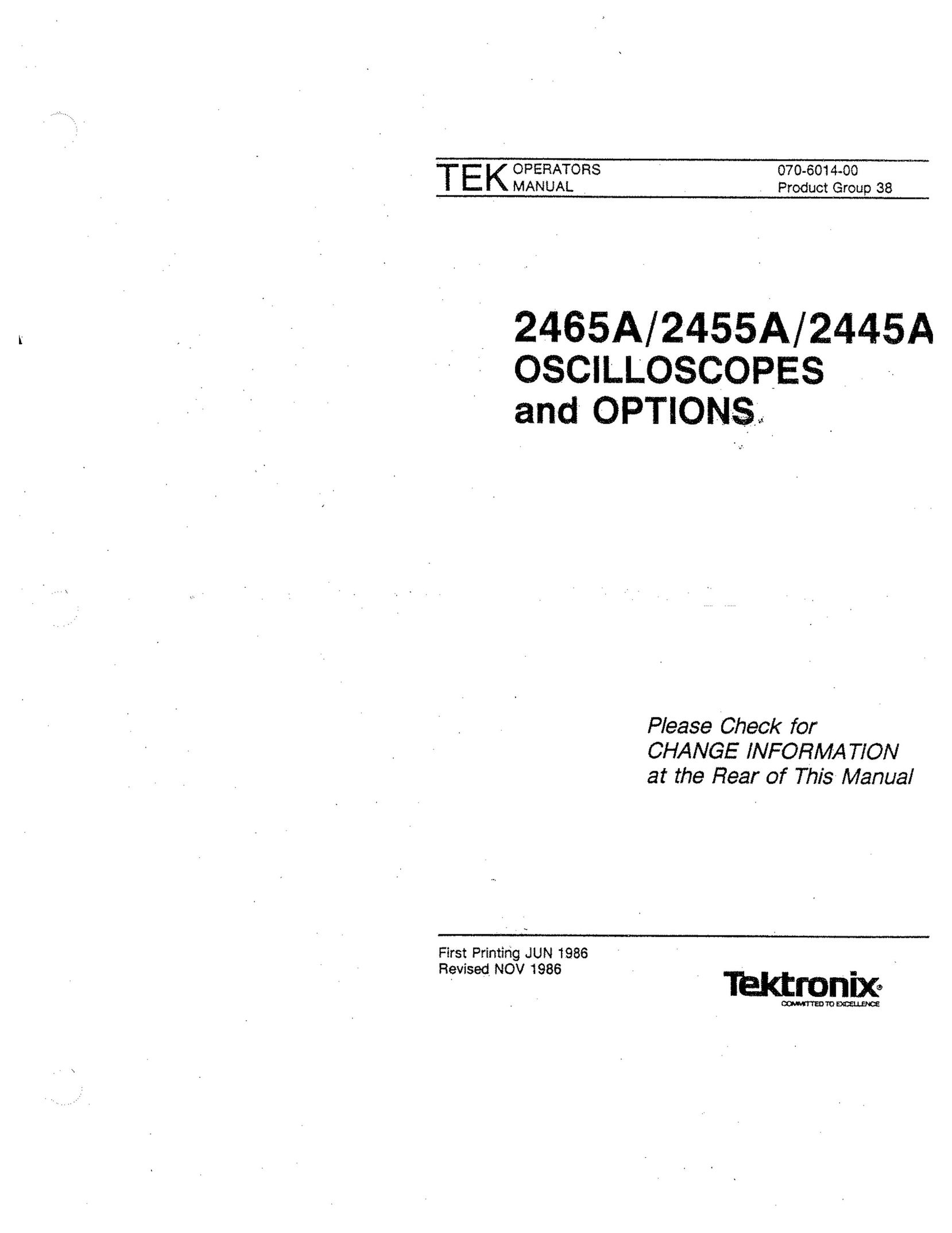 Tektronix 2445A Hunting Equipment User Manual