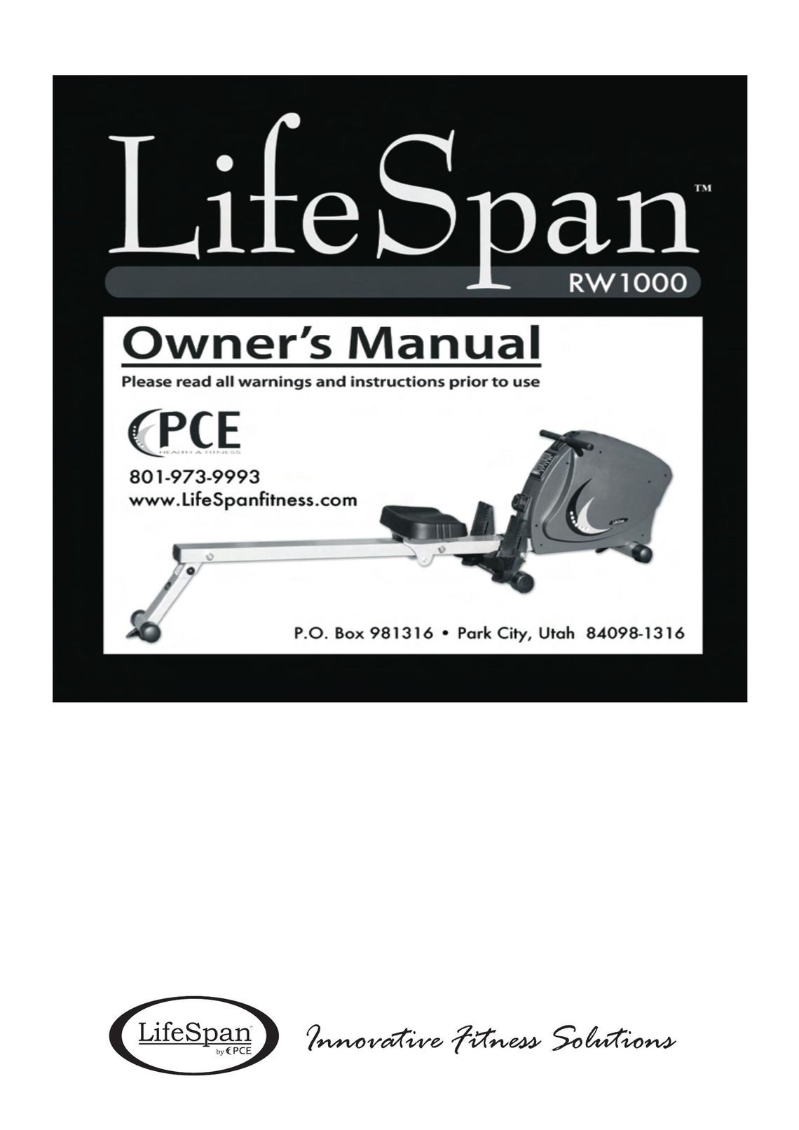 LifeSpan RW1000 Rowing Machine User Manual