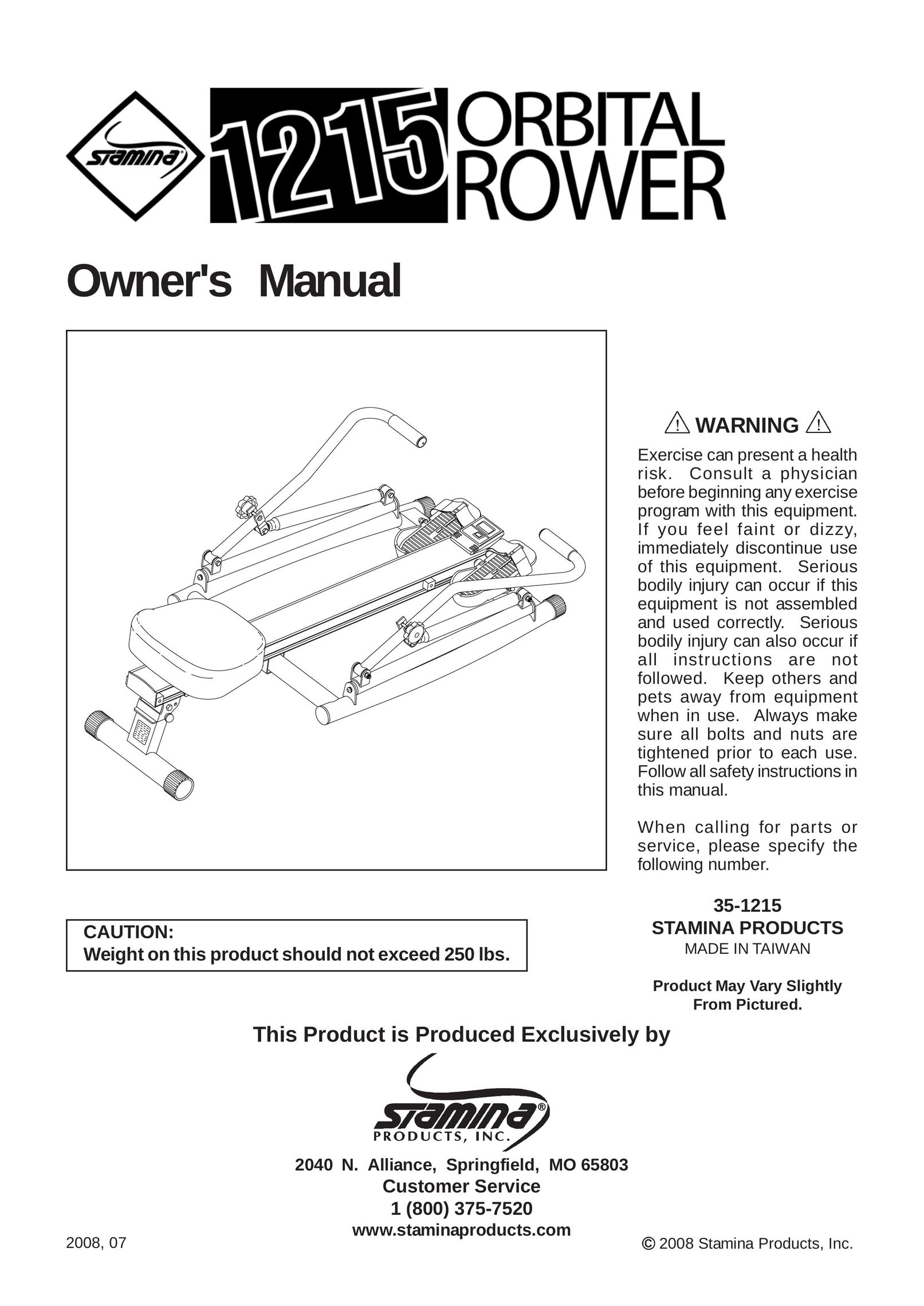 Stamina Products 1215 Rowing Machine User Manual