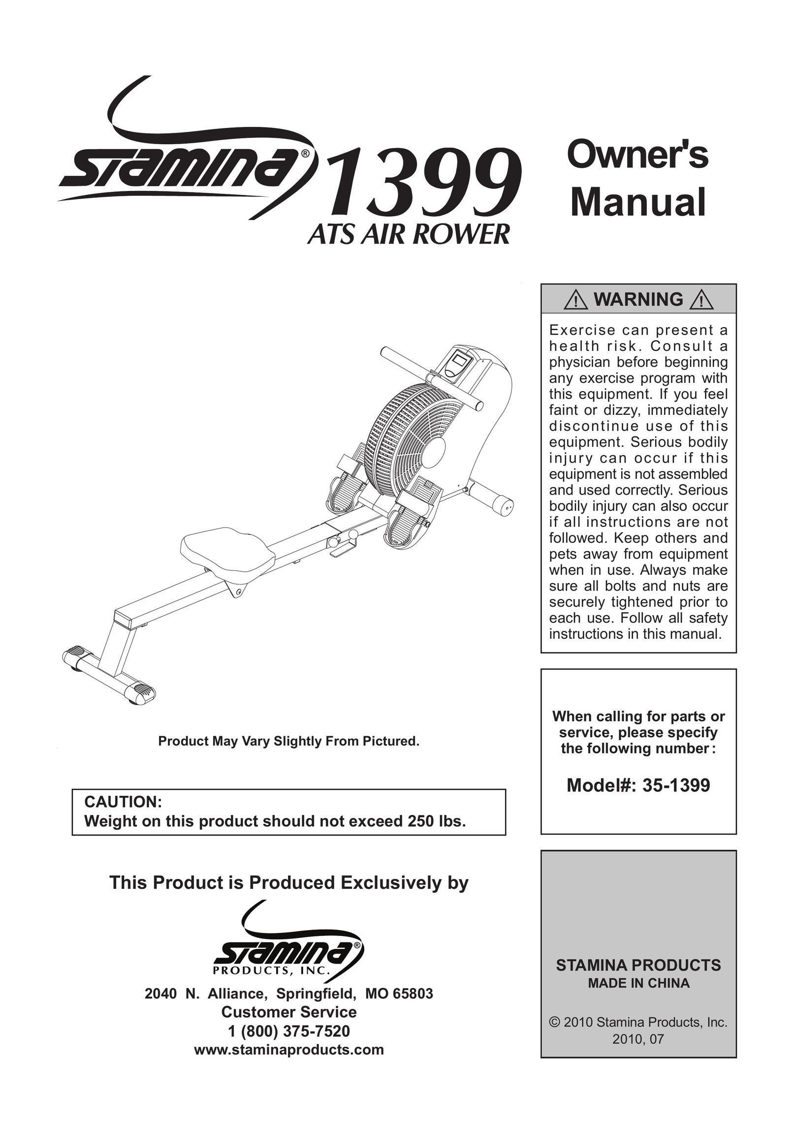 Stamina Products 35-1399 Rowing Machine User Manual