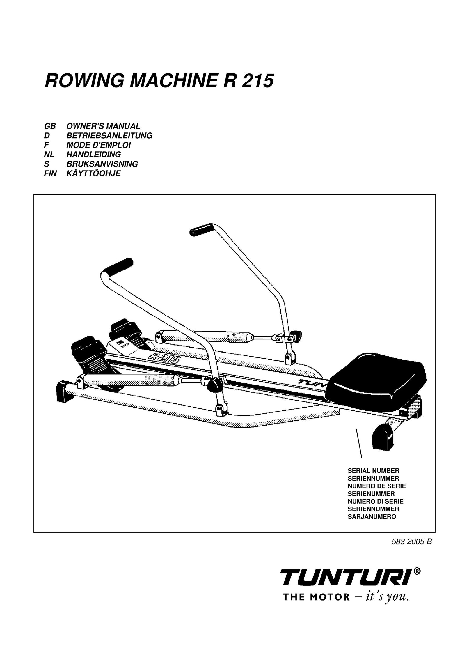 Tunturi R 215 Rowing Machine User Manual