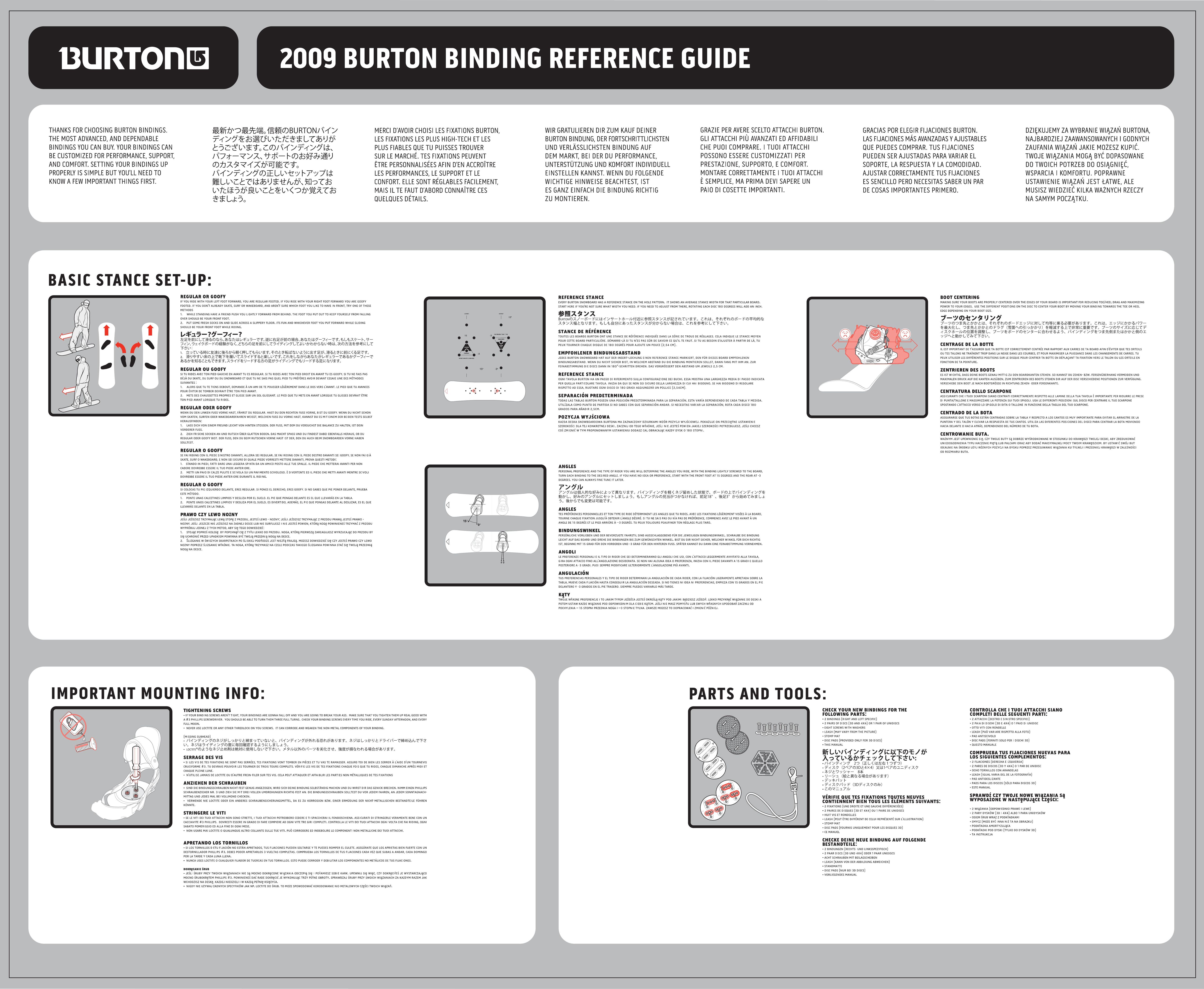 Burton 2009 Bindings Snowboard User Manual