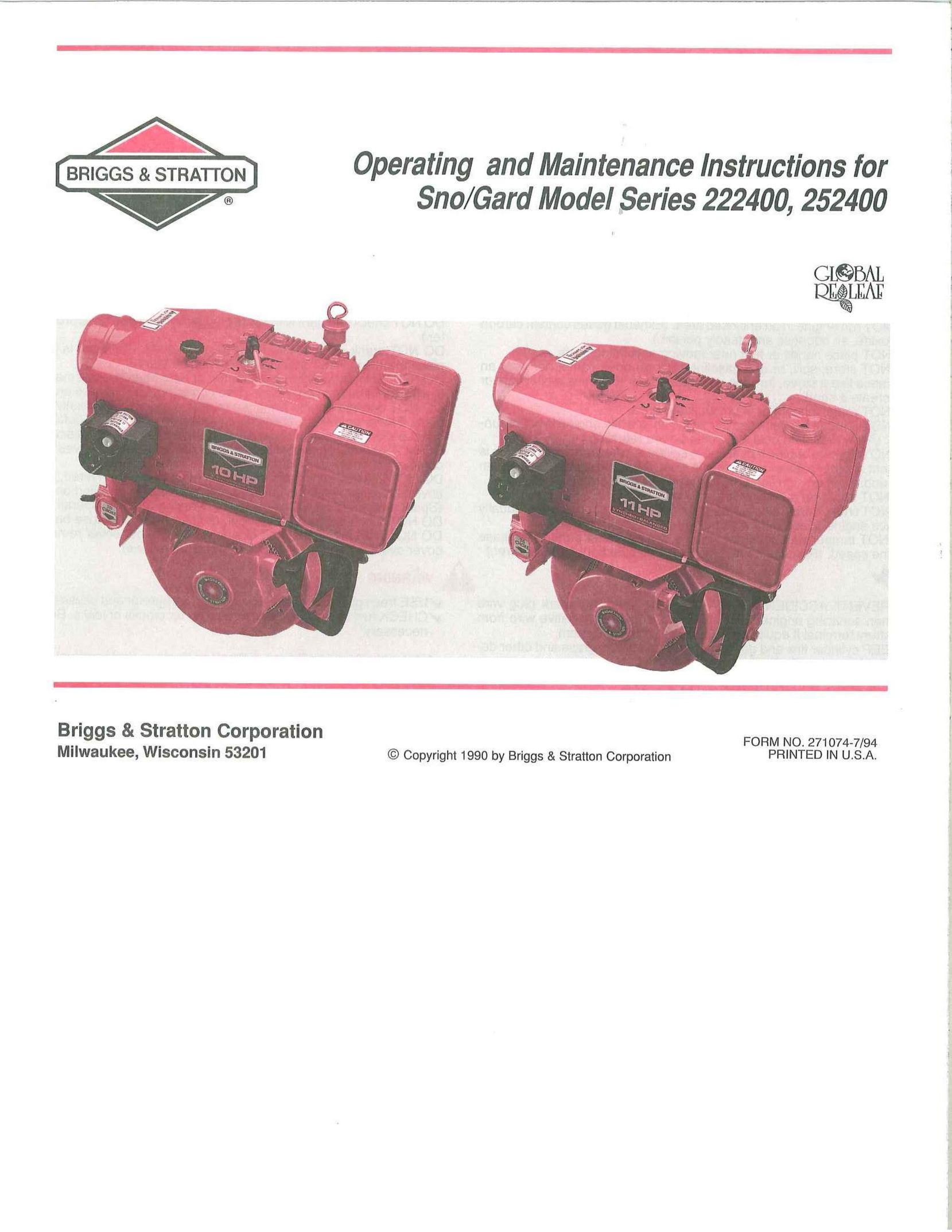 Briggs & Stratton 222400 Snowshoes User Manual