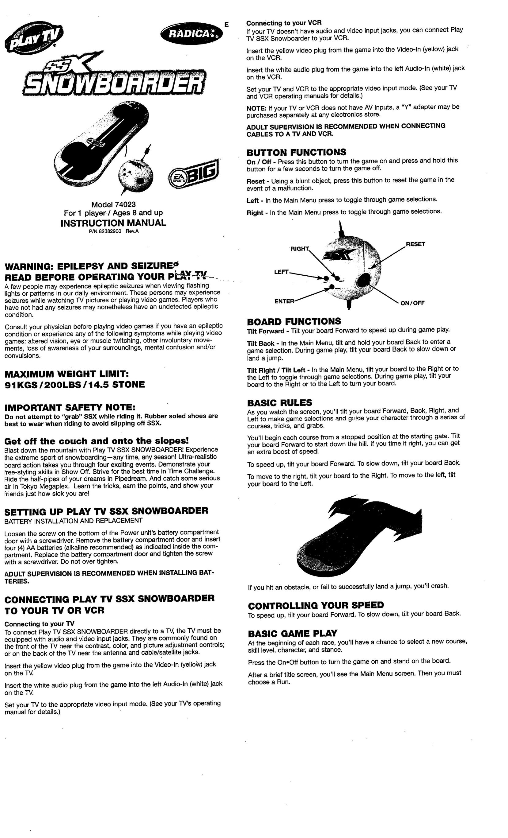 Radica Games 74023 Snowshoes User Manual