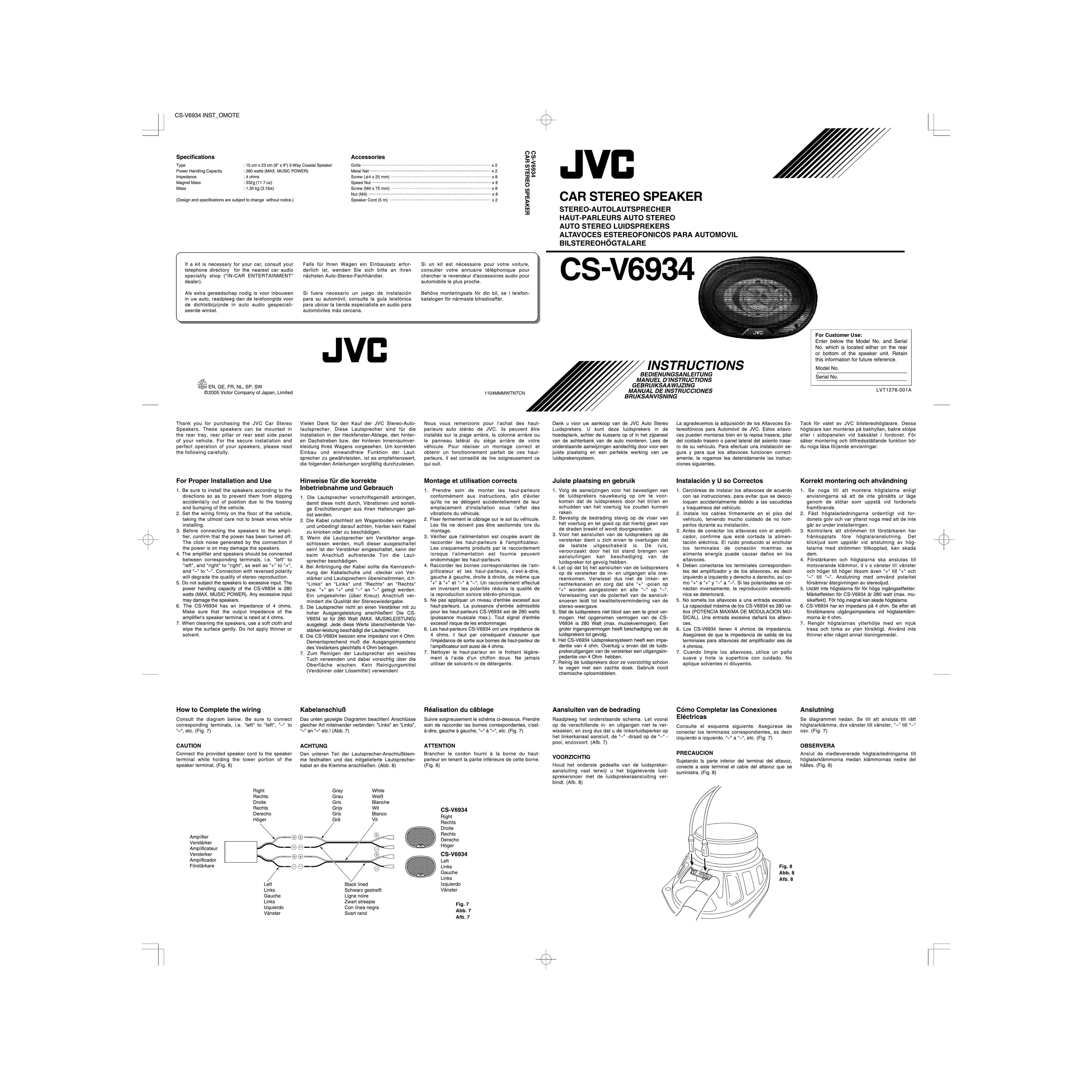 JVC CS-V6934 Stepper Machine User Manual