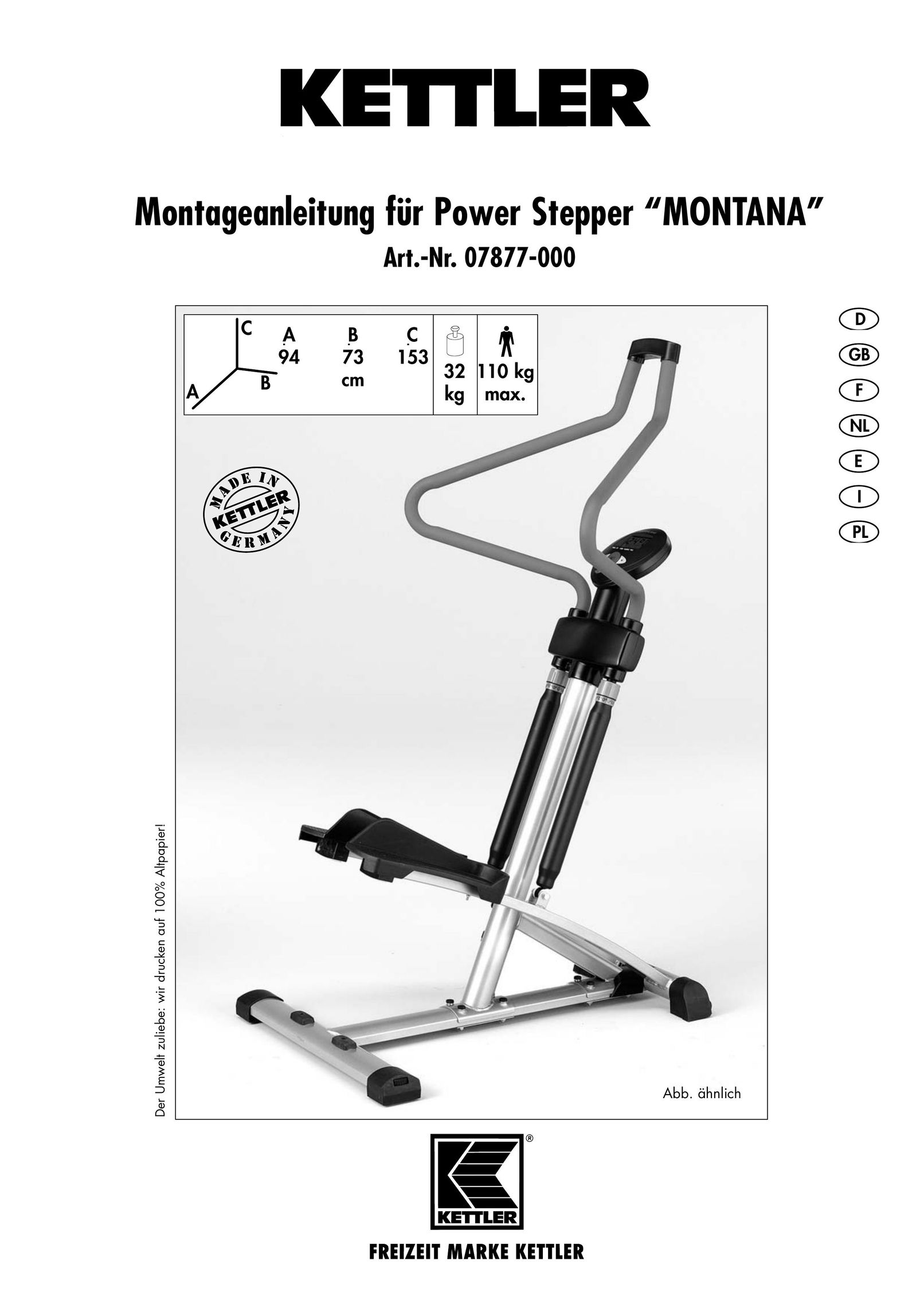 Kettler 07877-000 Stepper Machine User Manual