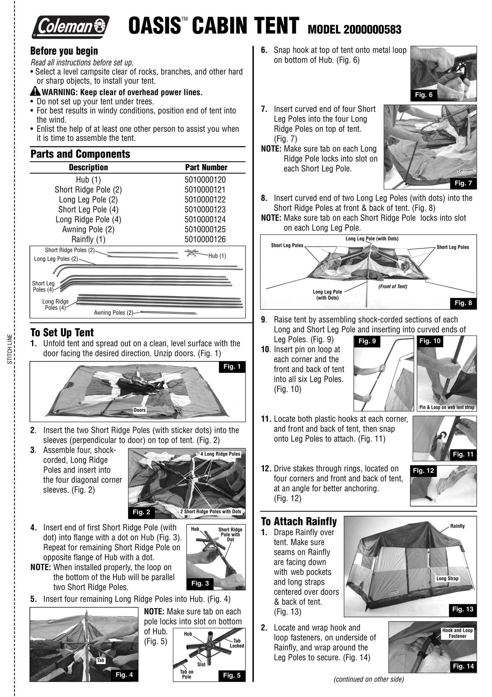Coleman 2000000583 Tent User Manual