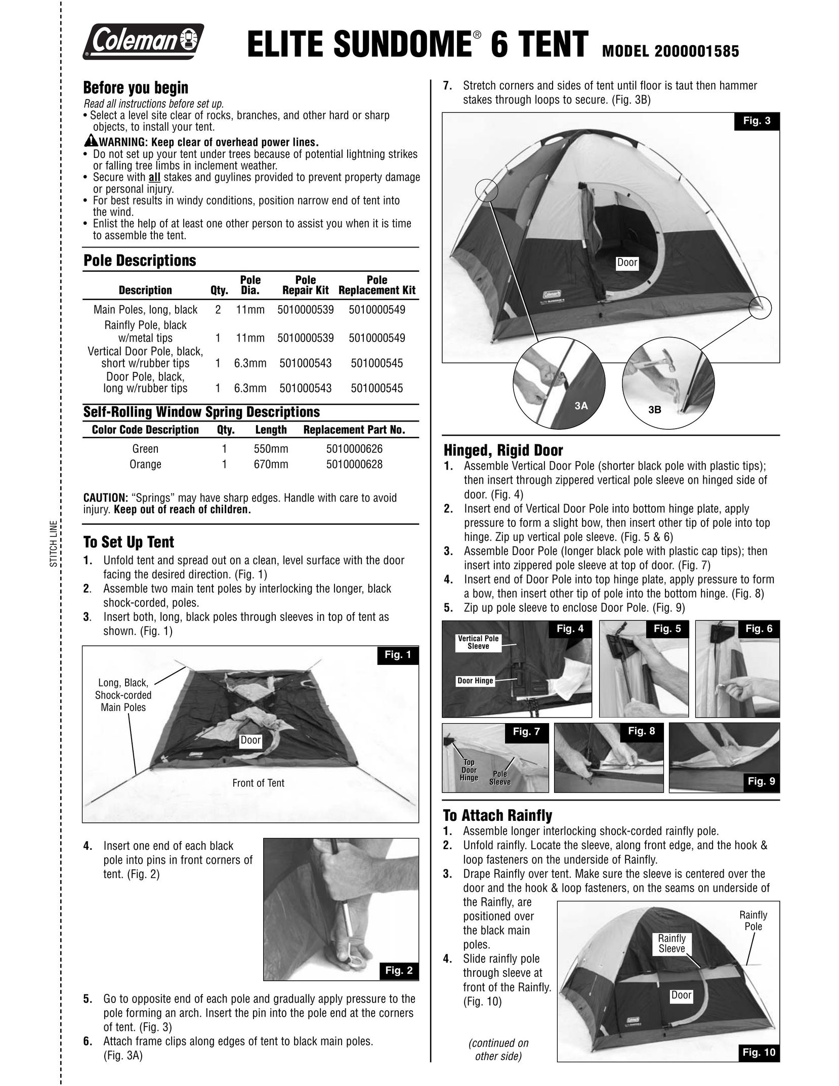 Coleman 2000001585 Tent User Manual