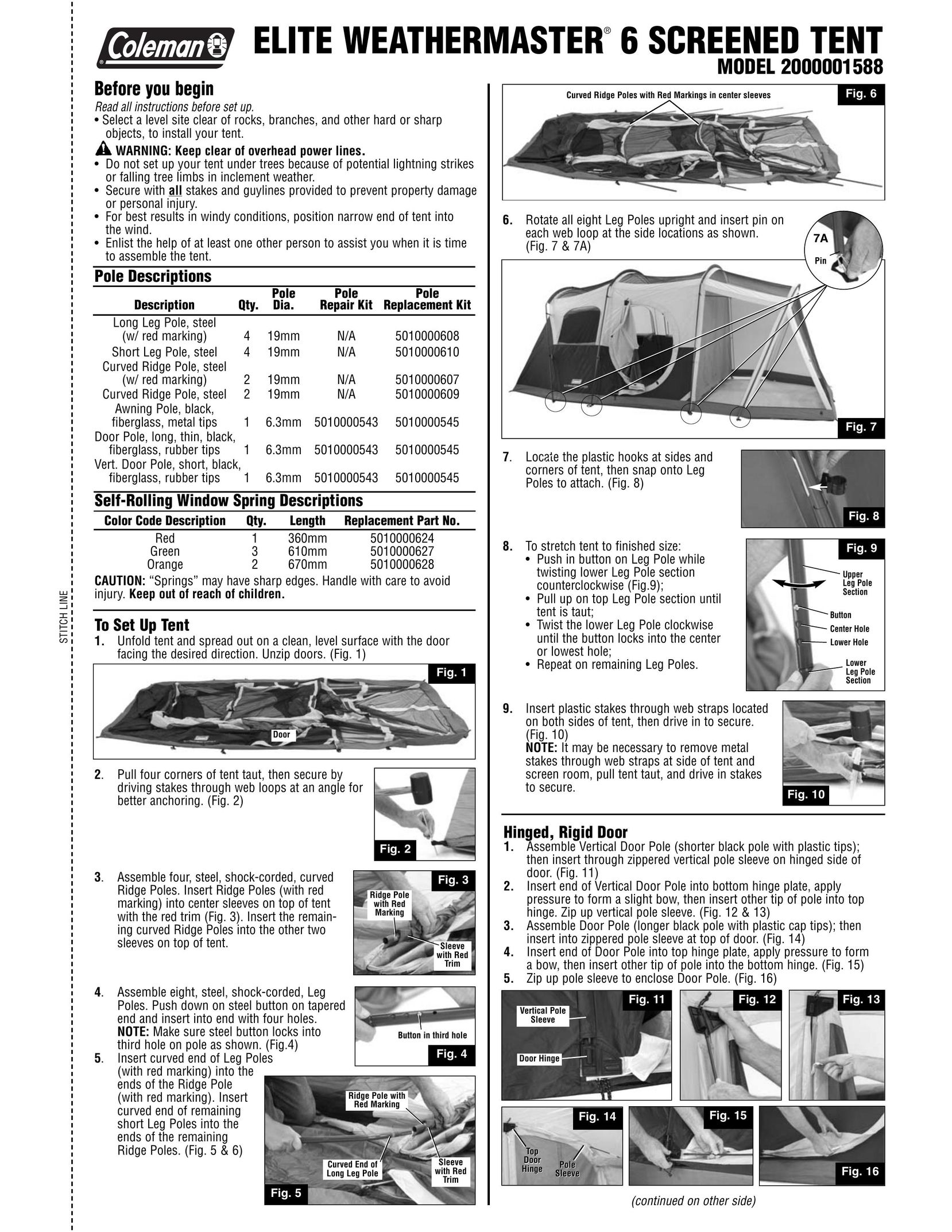 Coleman 2000001588 Tent User Manual