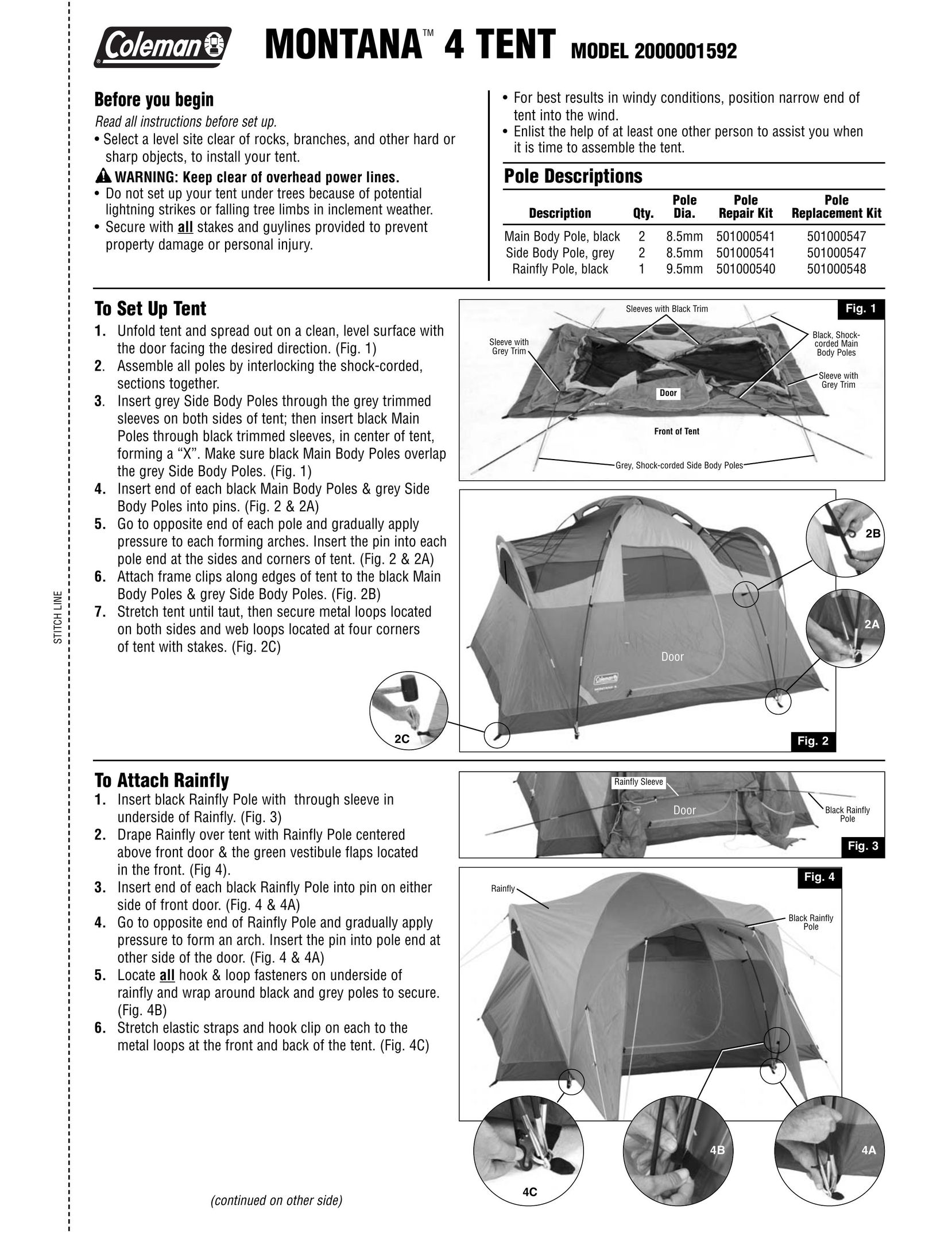 Coleman 2000001592 Tent User Manual