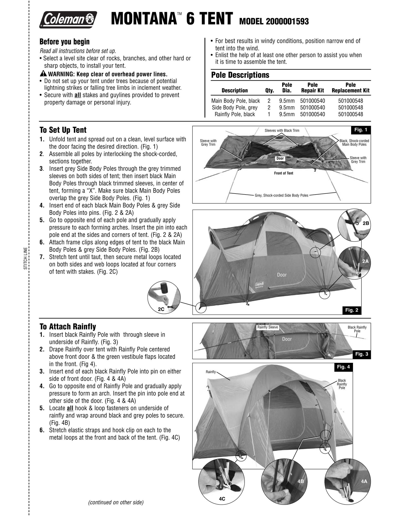 Coleman 2000001593 Tent User Manual