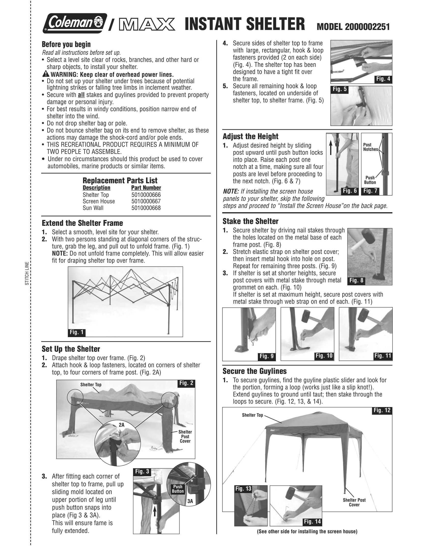 Coleman 2000002251 Tent User Manual