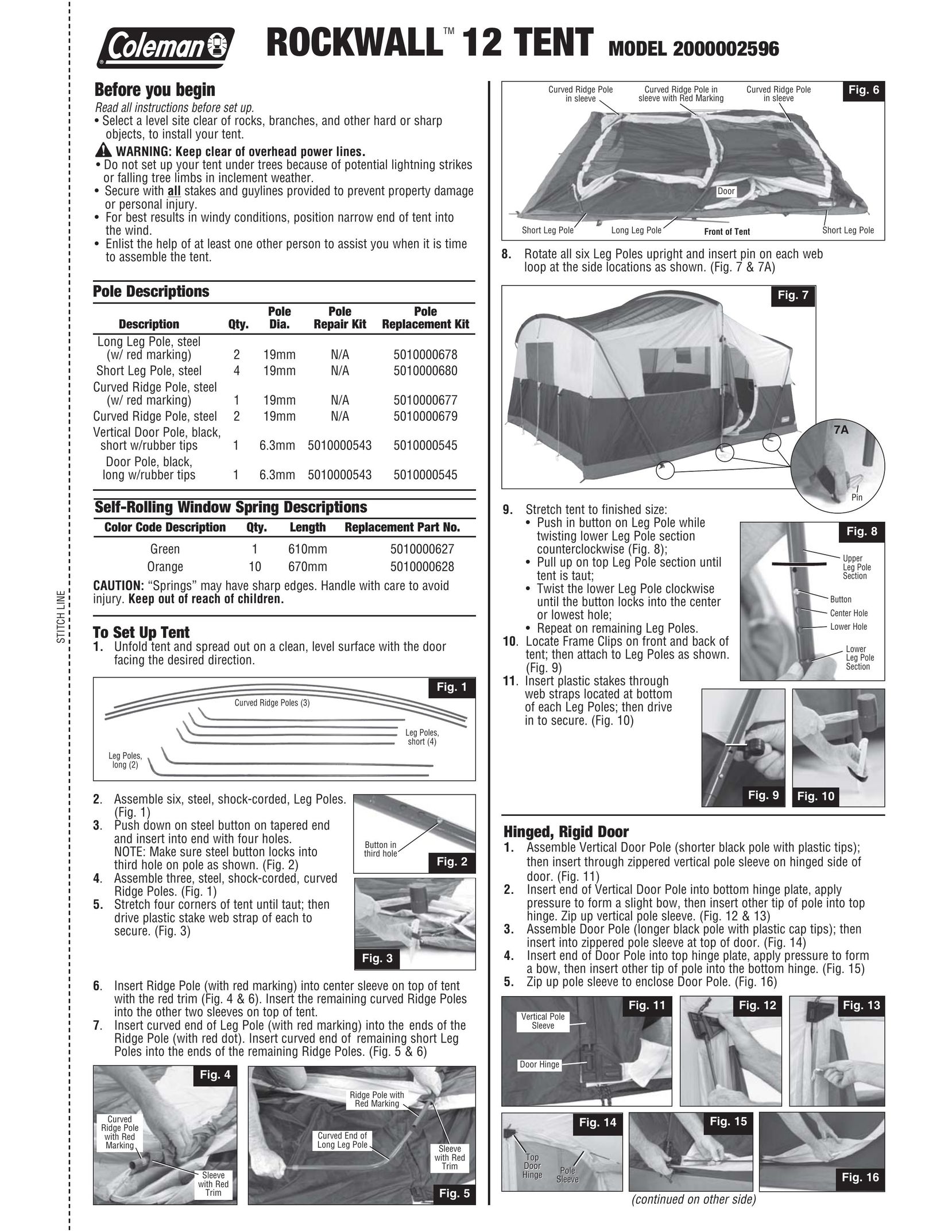 Coleman 2000002596 Tent User Manual