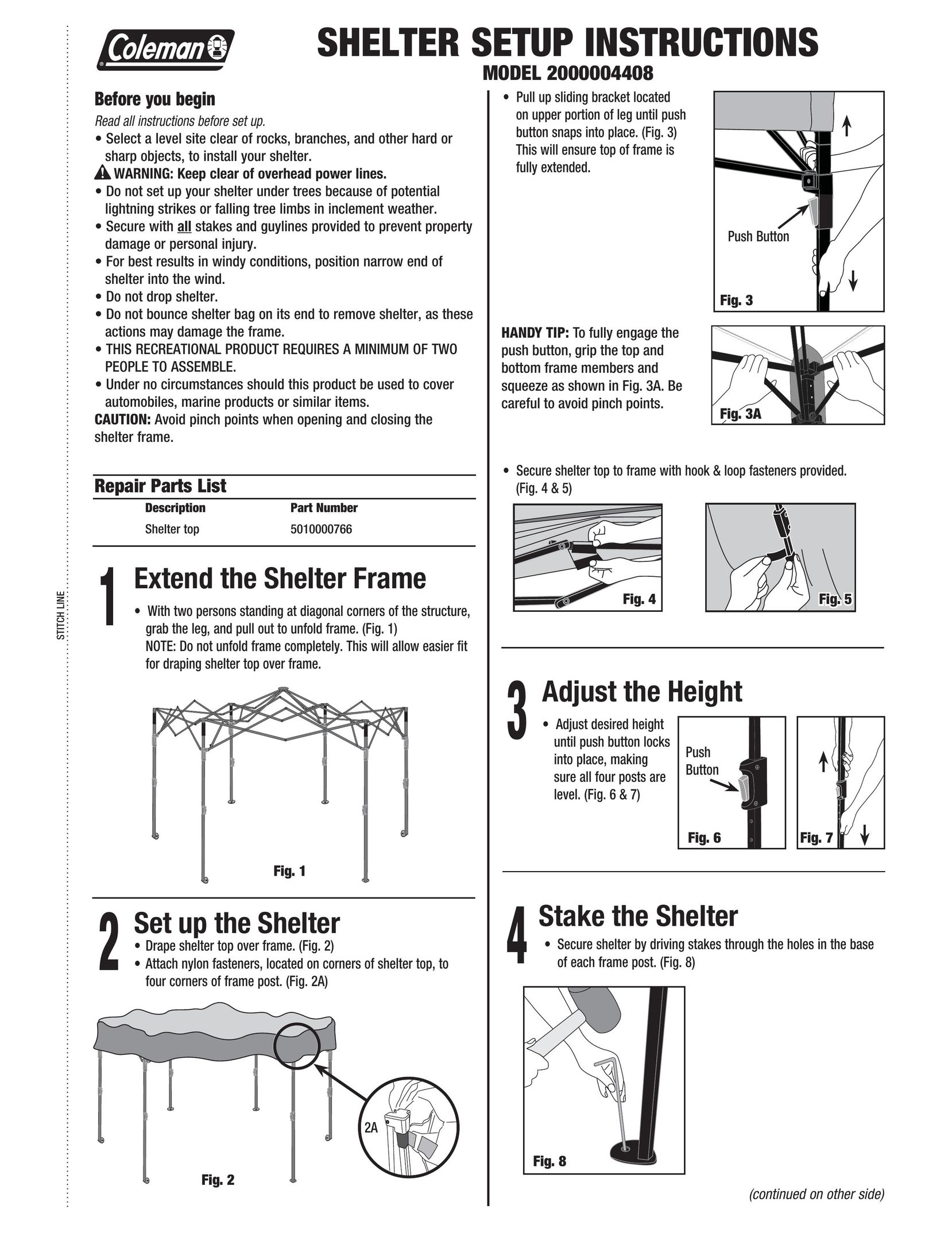 Coleman 2000004408 Tent User Manual