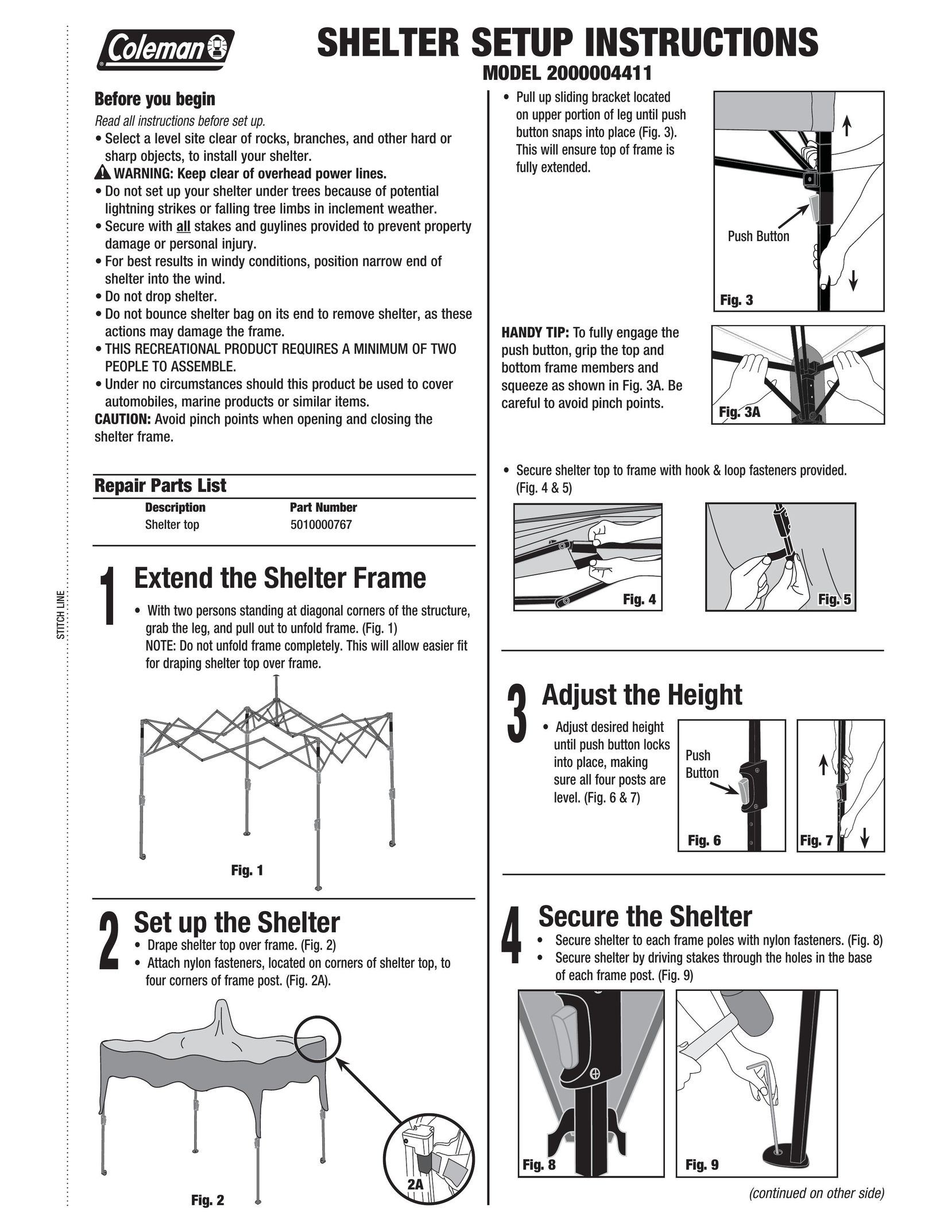 Coleman 2000004411 Tent User Manual