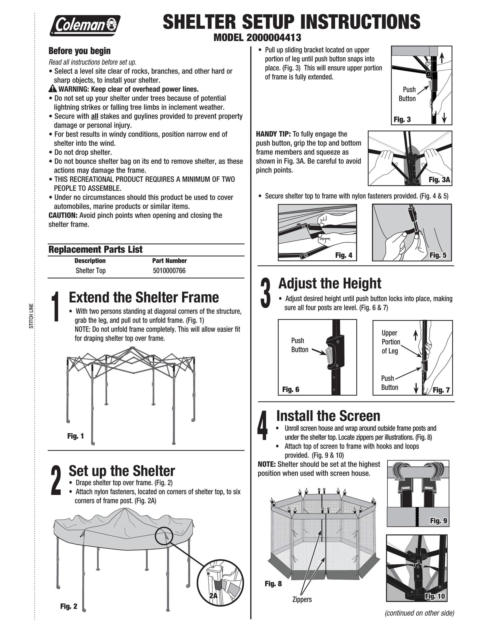Coleman 2000004413 Tent User Manual