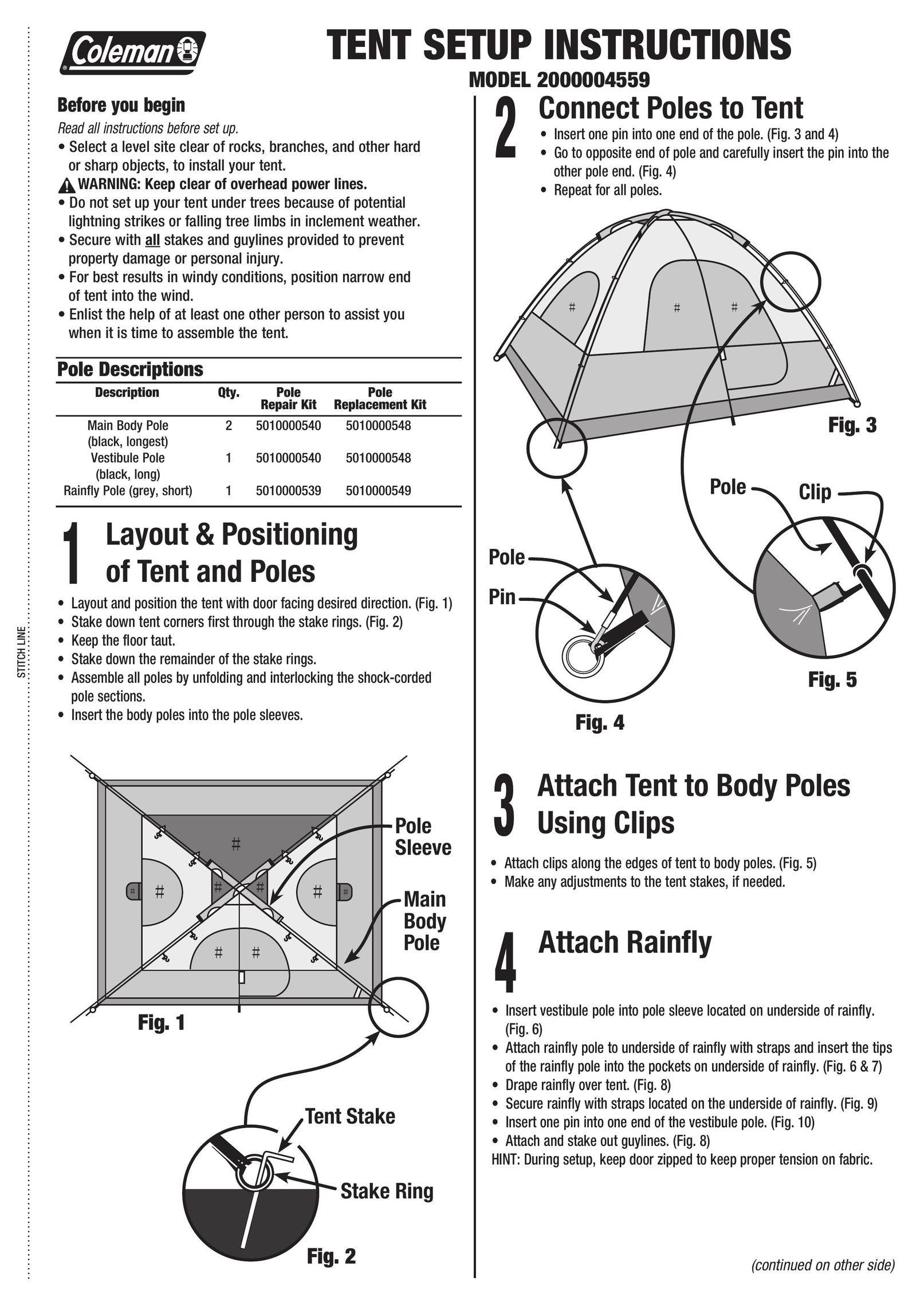 Coleman 2000004559 Tent User Manual