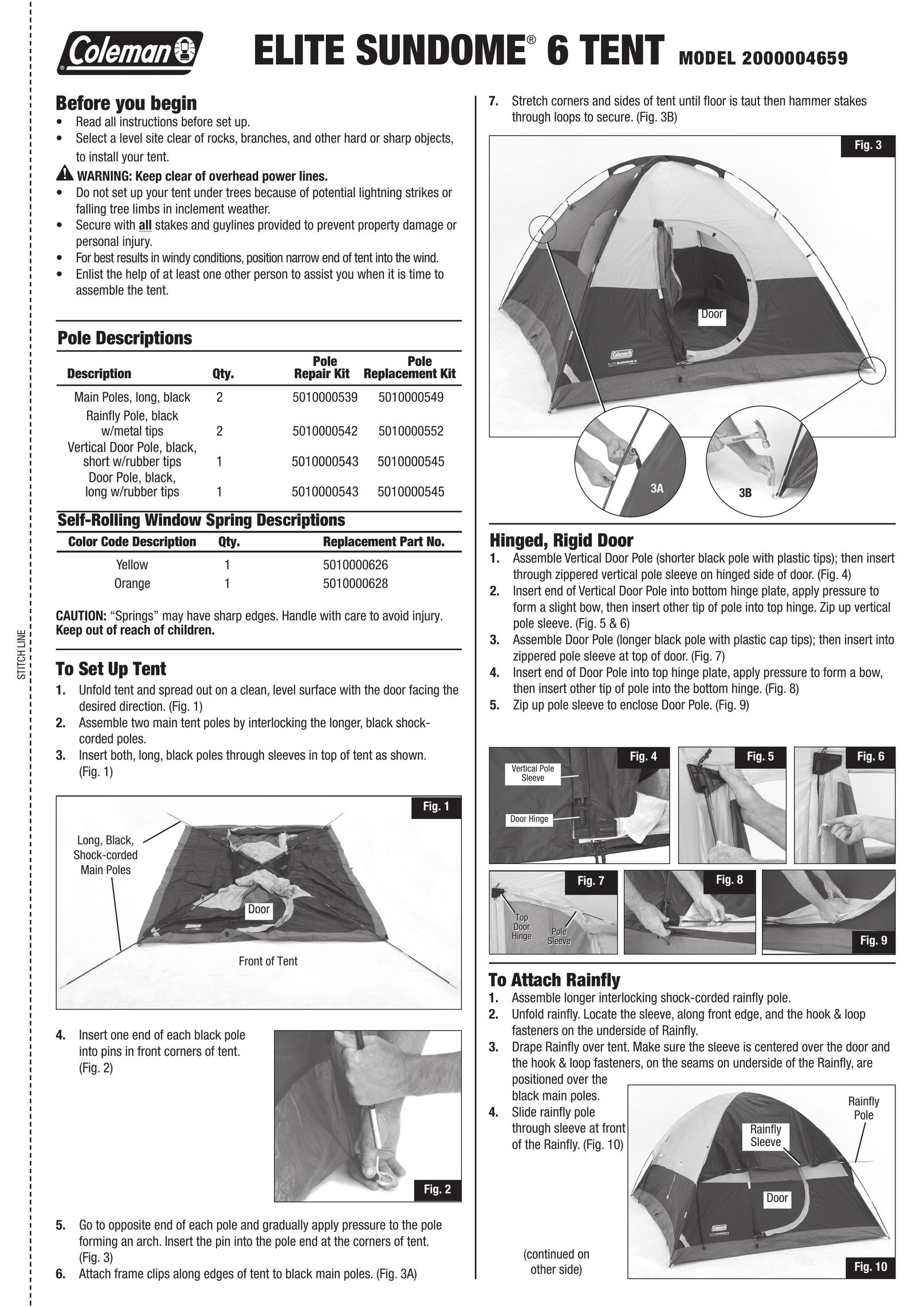 Coleman 2000004659 Tent User Manual