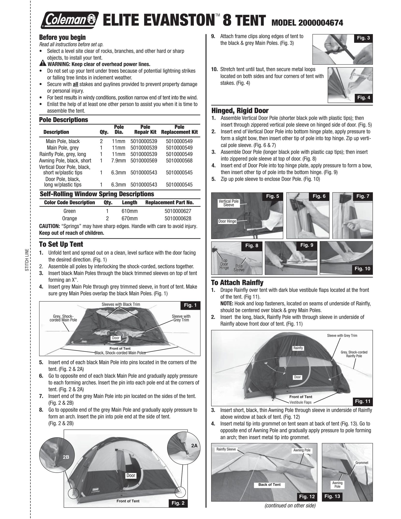 Coleman 2000004674 Tent User Manual