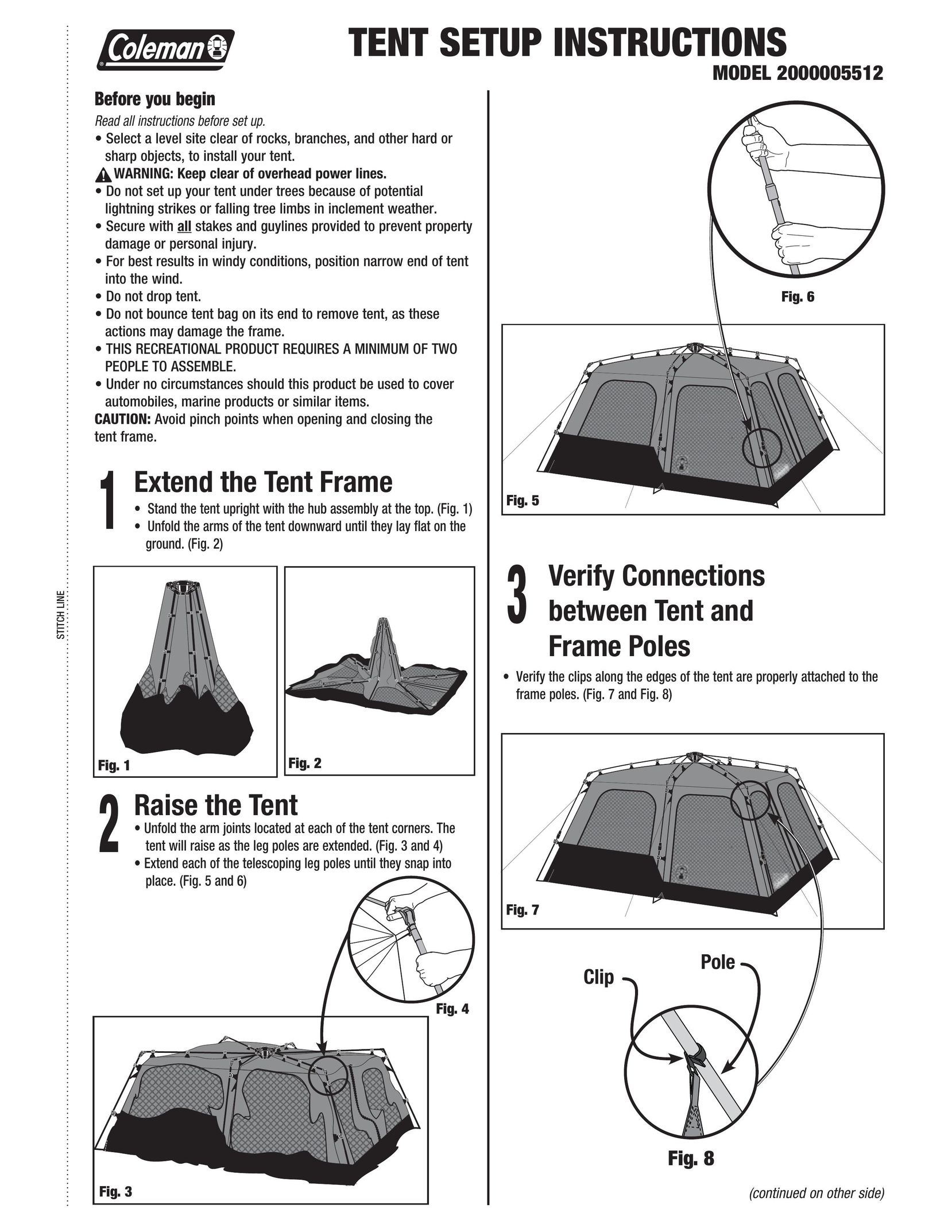 Coleman 2000005512 Tent User Manual