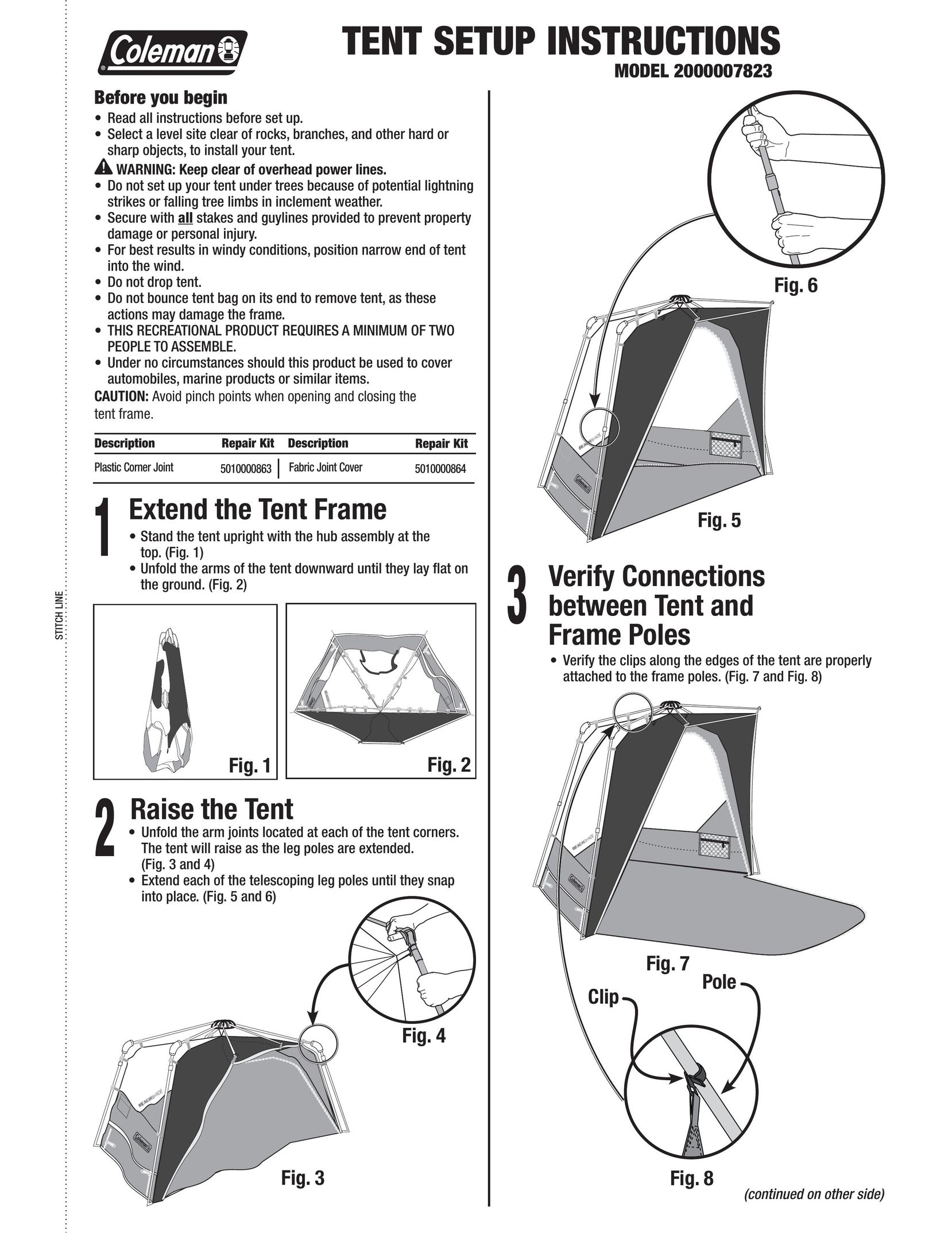 Coleman 2000007823 Tent User Manual