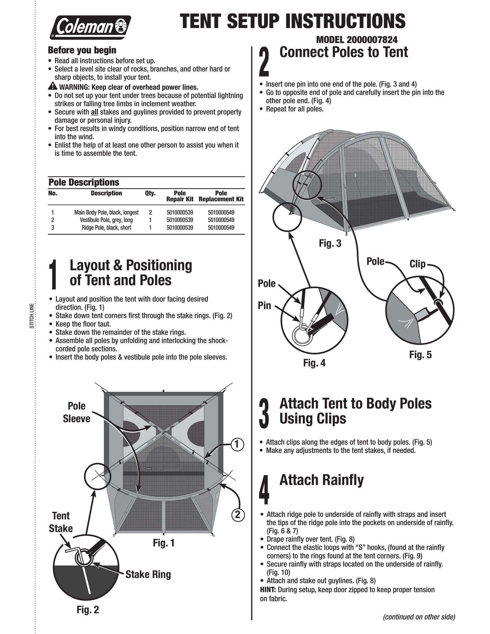 Coleman 2000007824 Tent User Manual