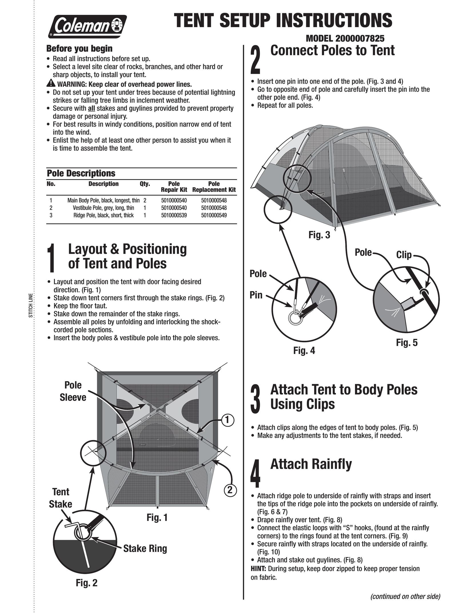 Coleman 2000007825 Tent User Manual