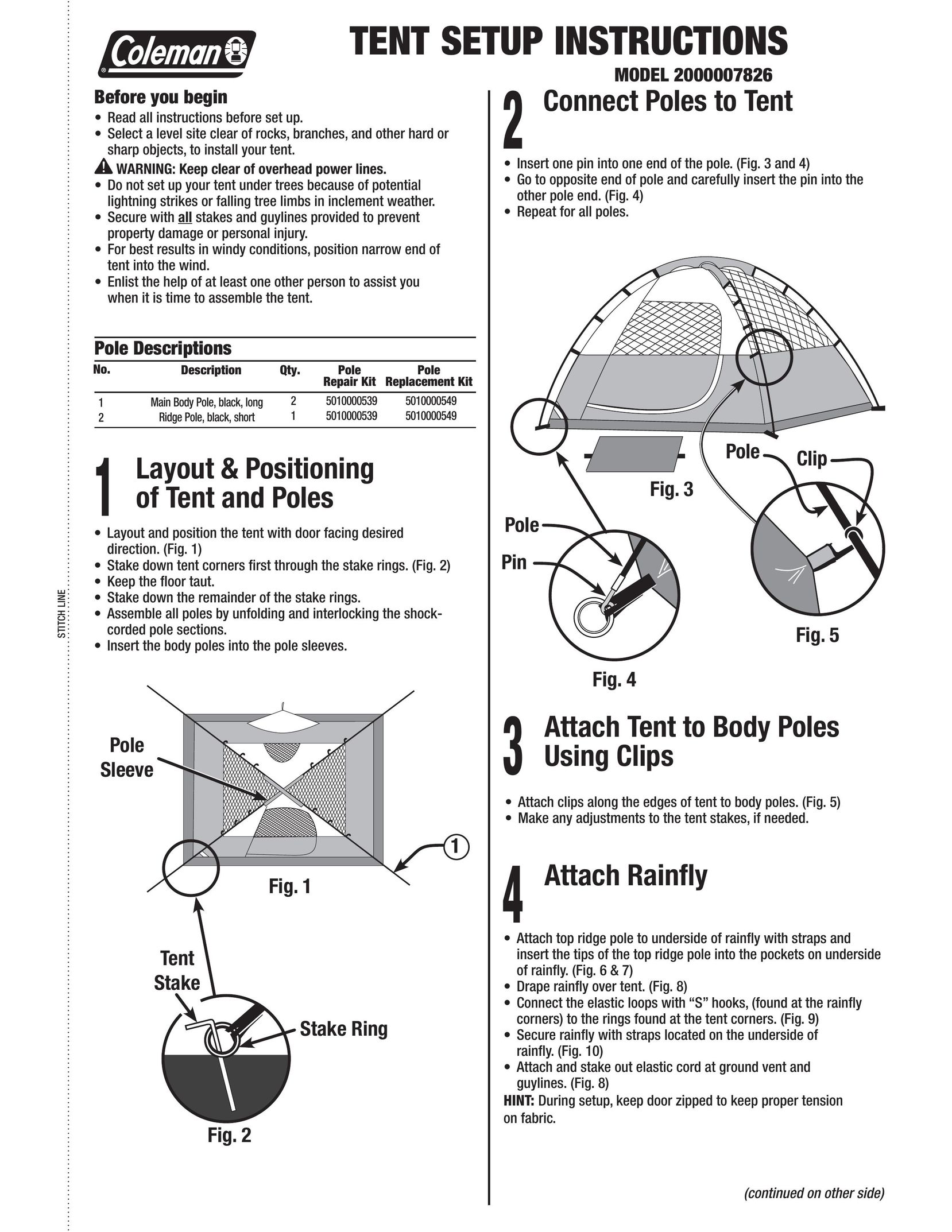 Coleman 2000007826 Tent User Manual