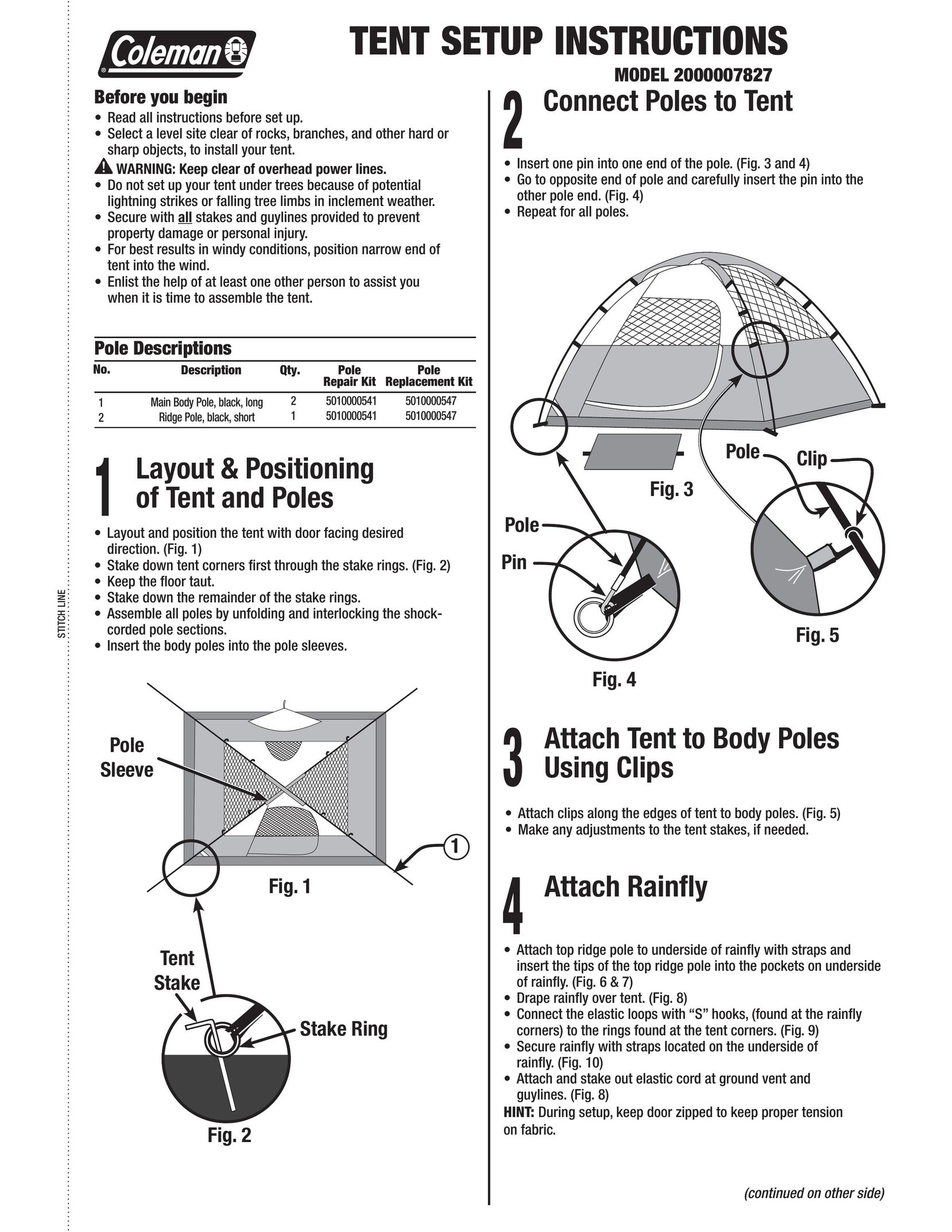 Coleman 2000007827 Tent User Manual