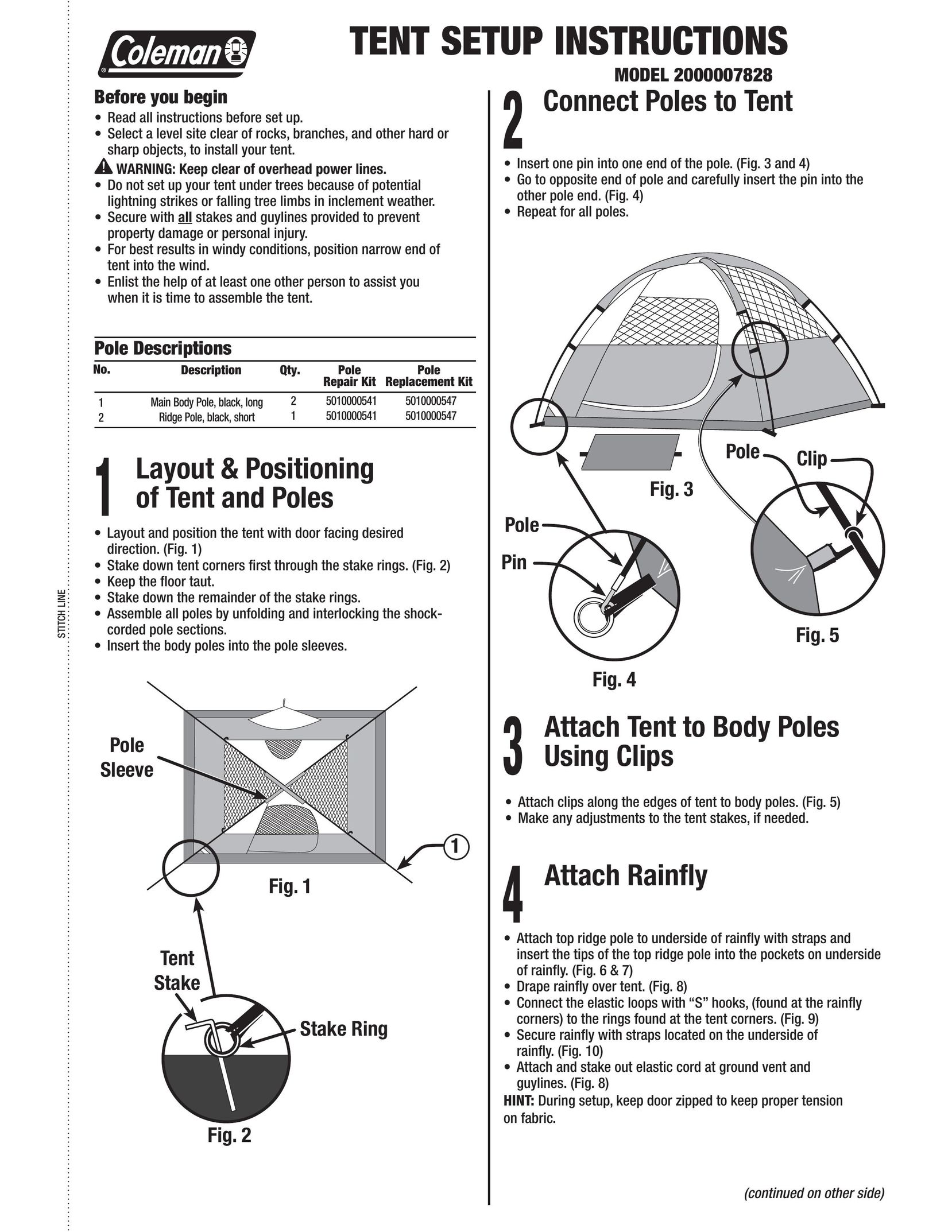 Coleman 2000007828 Tent User Manual