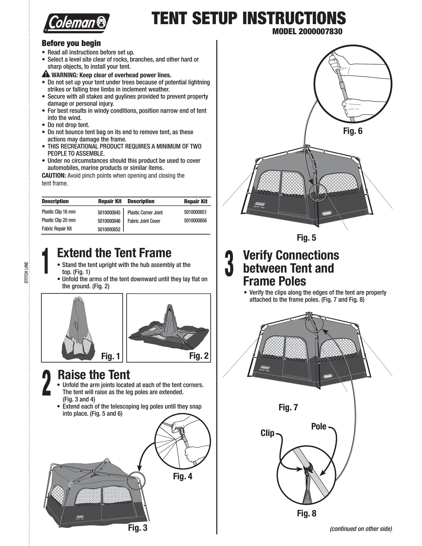 Coleman 2000007830 Tent User Manual