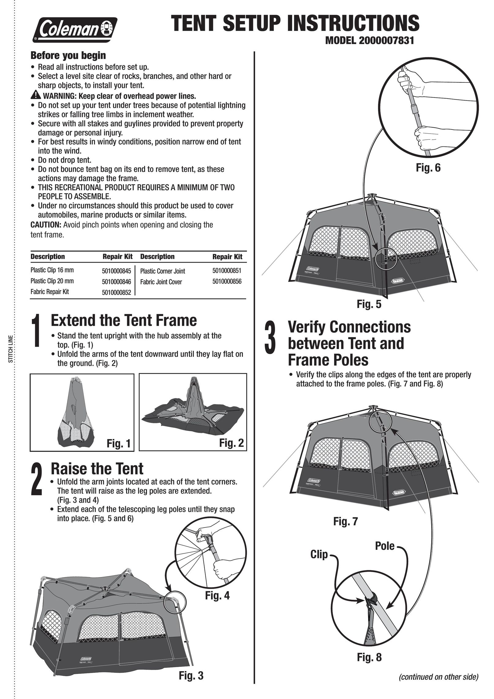 Coleman 2000007831 Tent User Manual