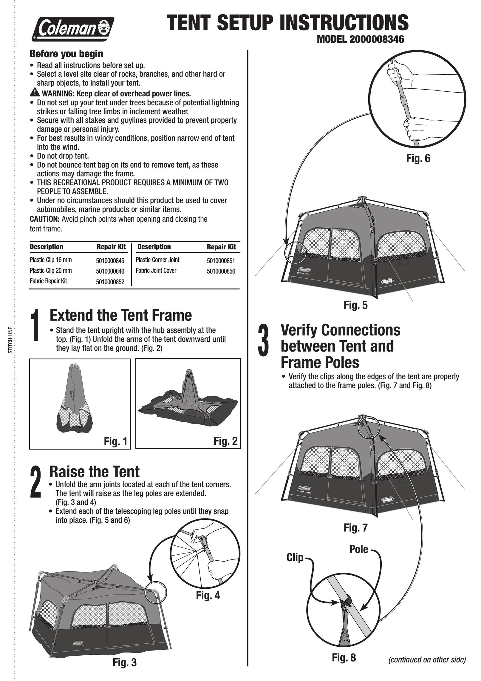 Coleman 2000008346 Tent User Manual
