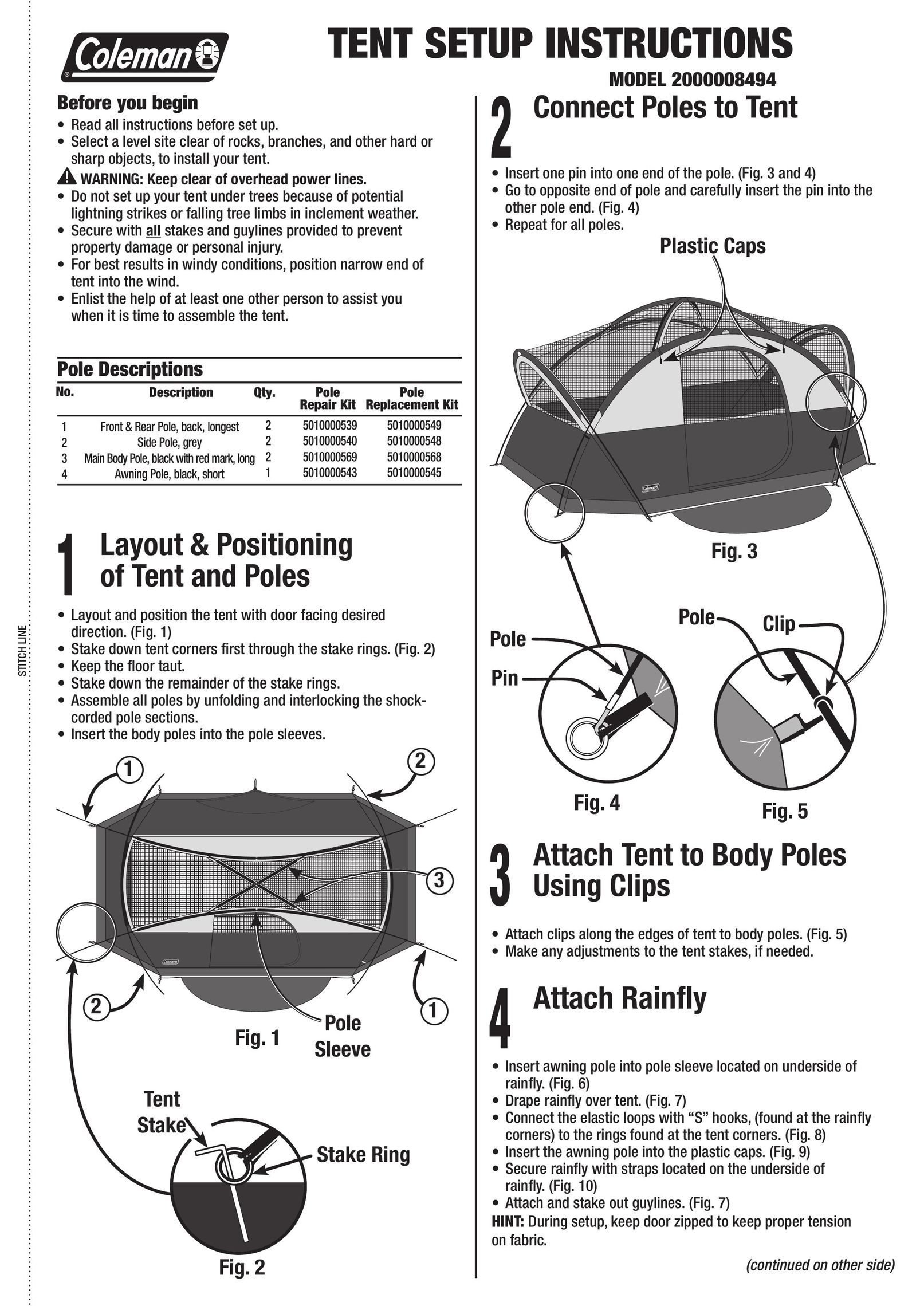 Coleman 2000008494 Tent User Manual