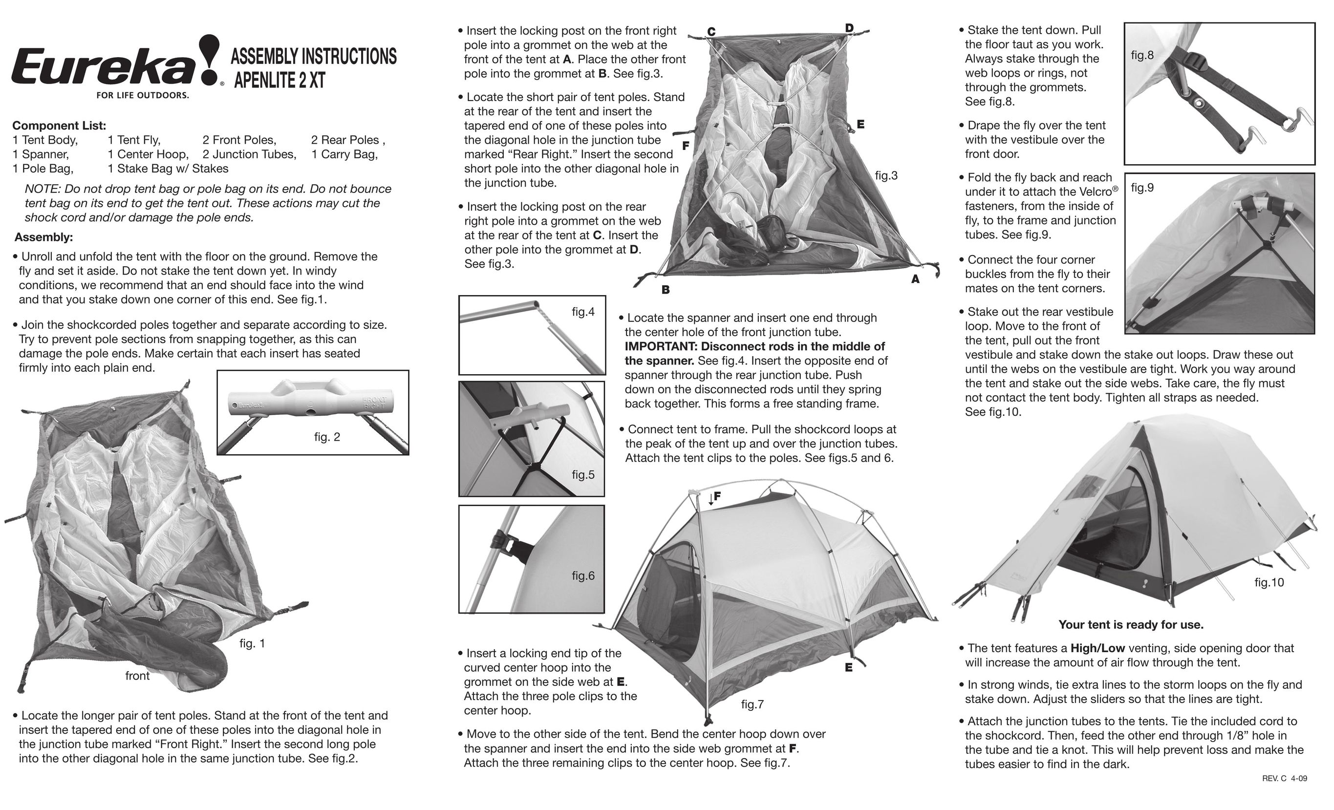 Eureka! Tents APENLITE 2 XT Tent User Manual