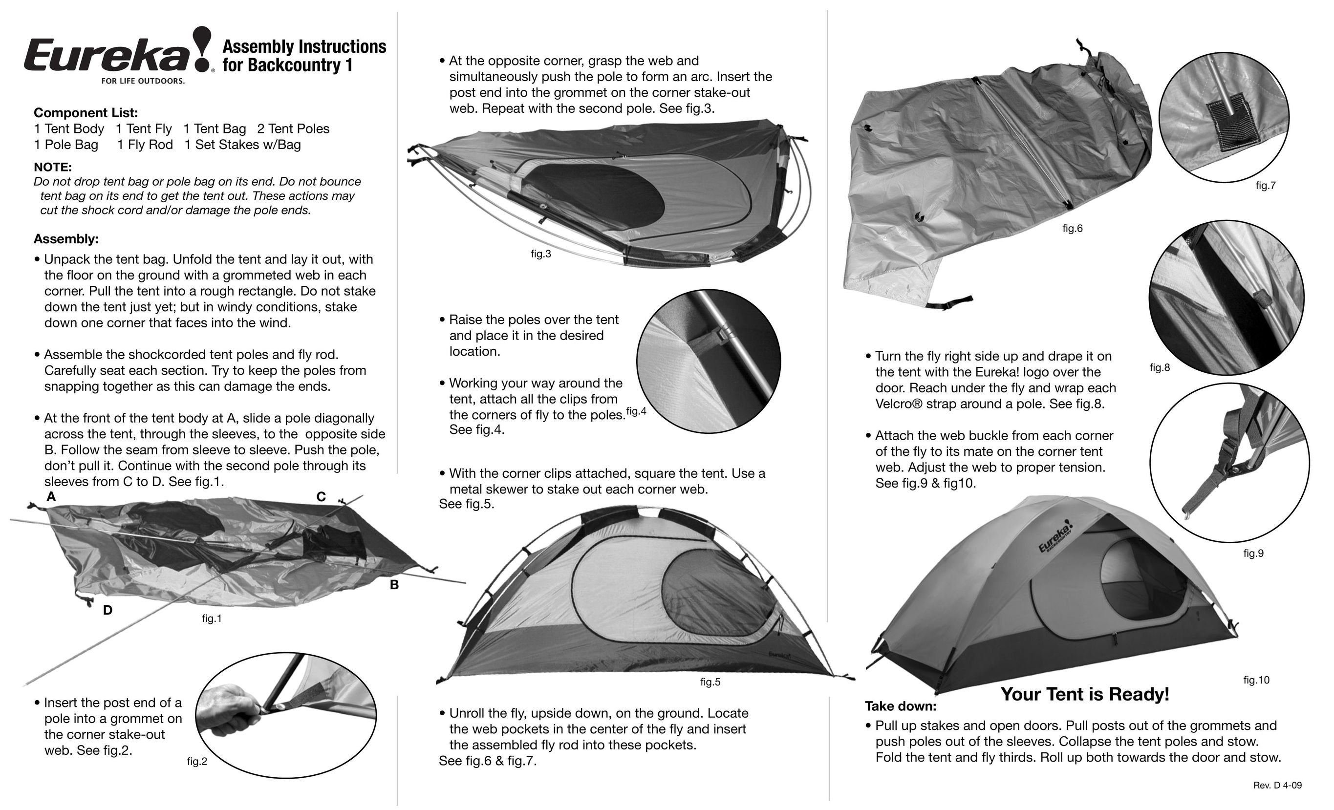 Eureka! Tents Backcountry 1 Tent User Manual