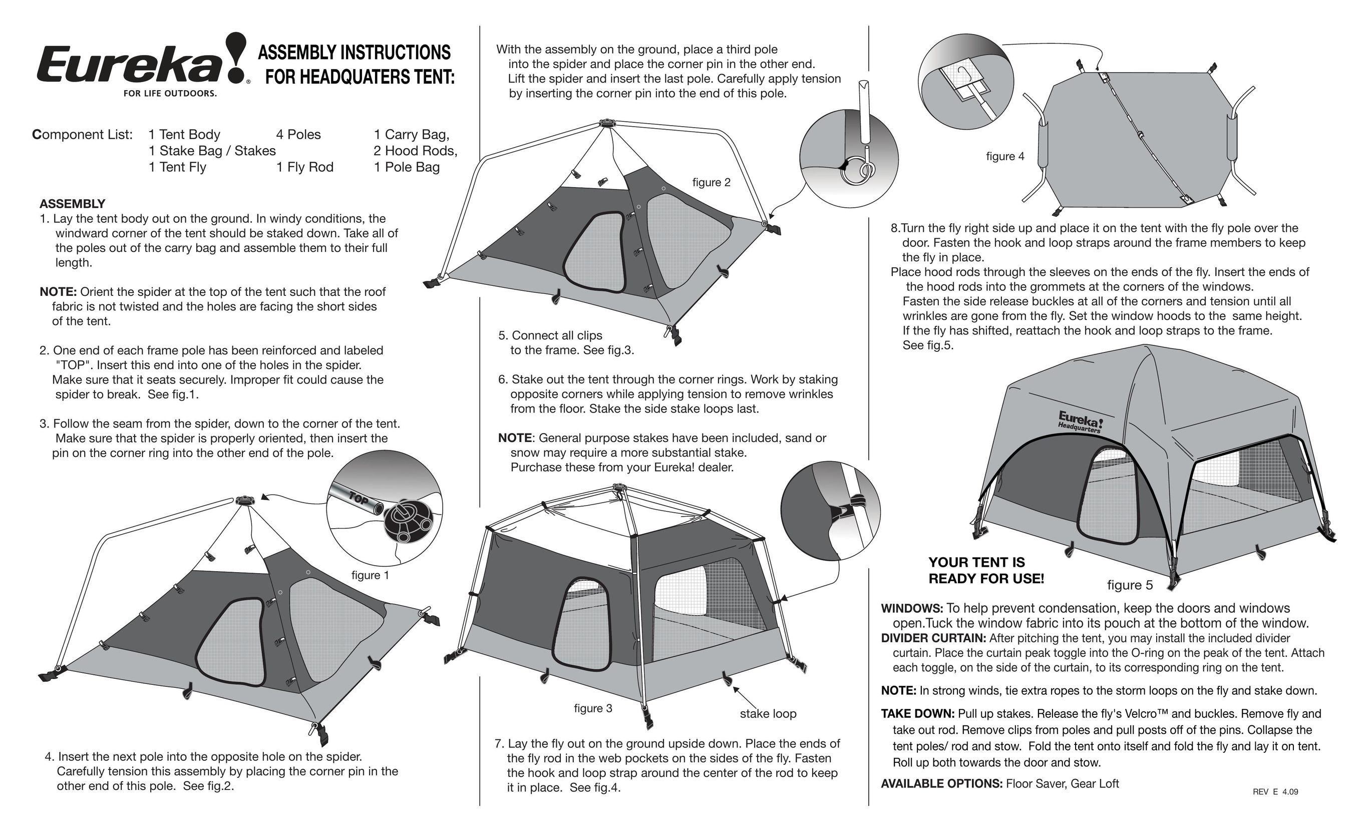 Eureka! Tents Headquarters Tent User Manual