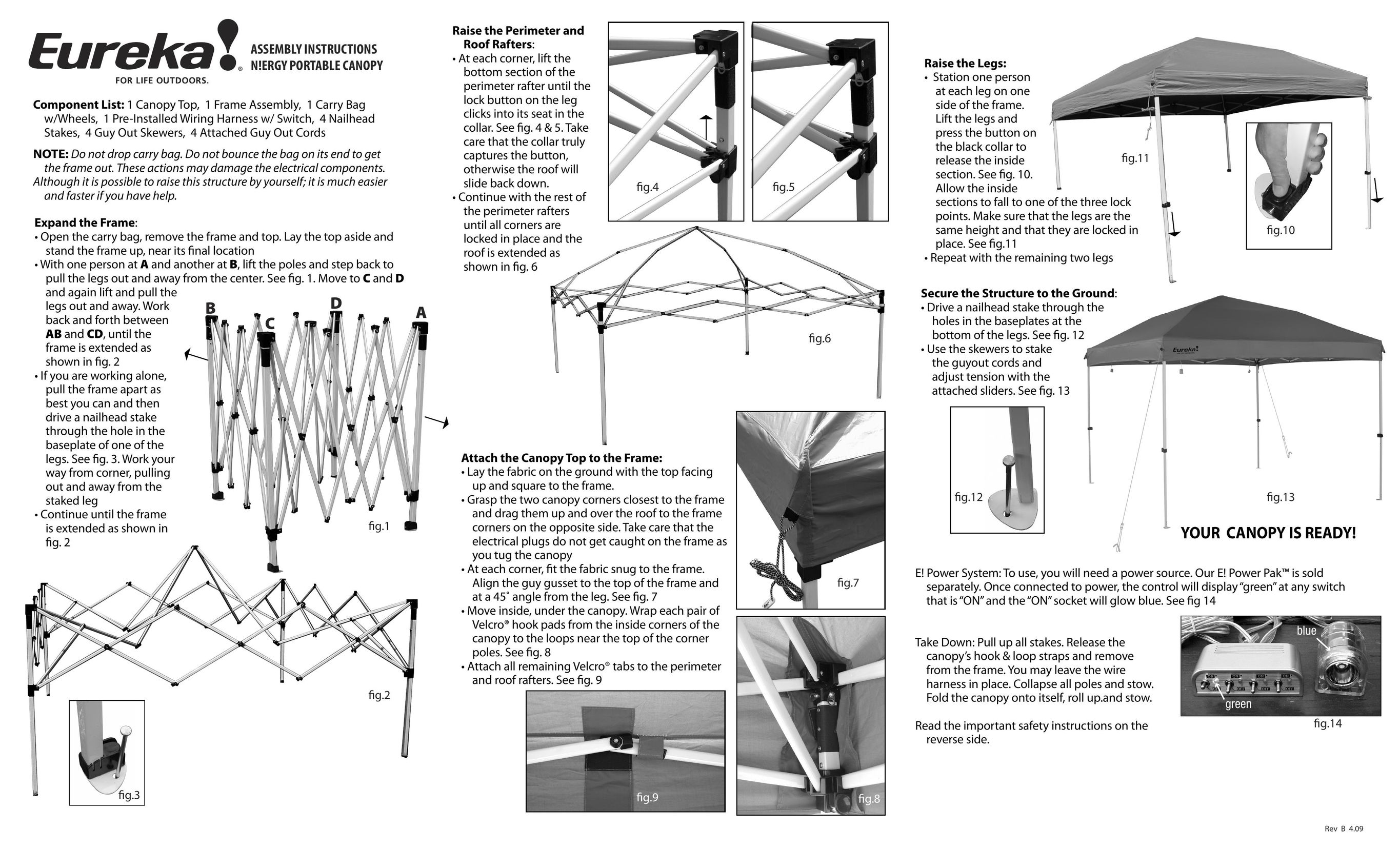Eureka! Tents N!ergy Portable Canopy Tent User Manual