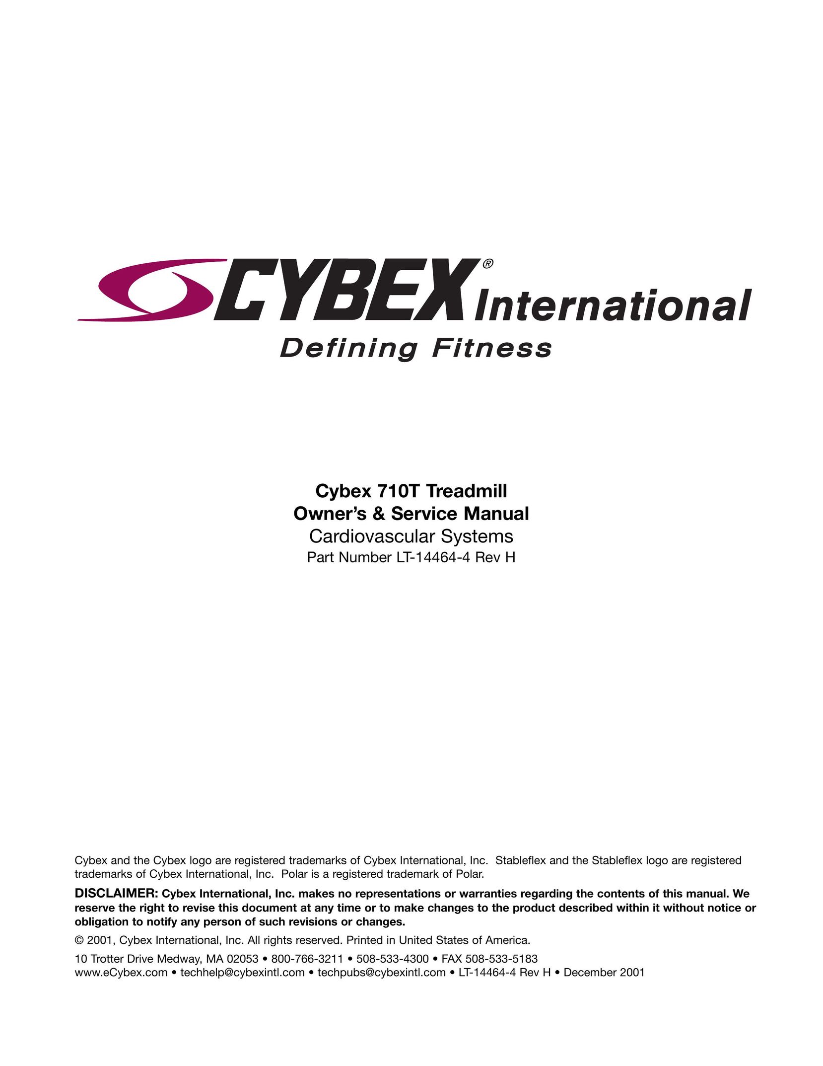 Cybex International LT-14464-4 Rev H Treadmill User Manual