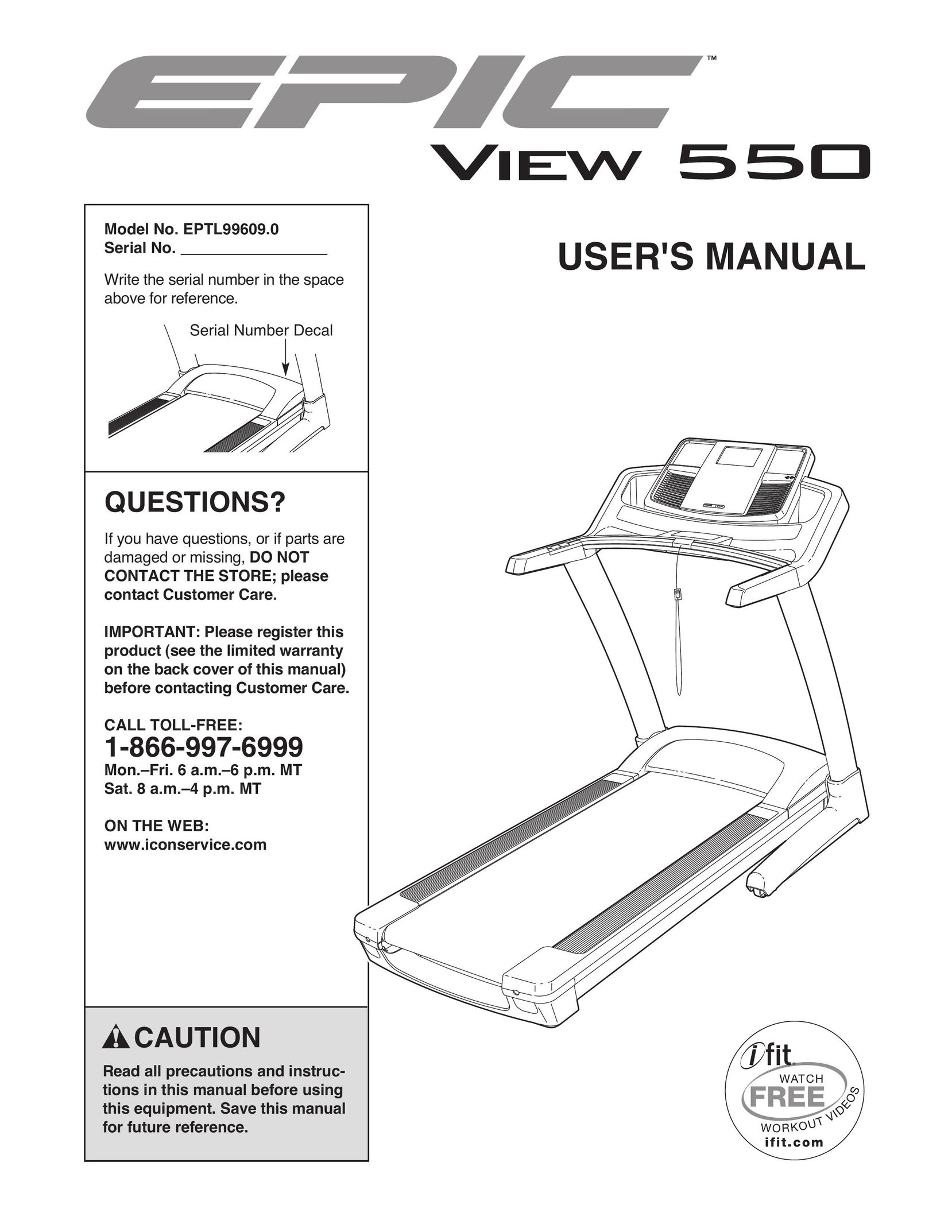 Epic Fitness EPTL99609.0 Treadmill User Manual