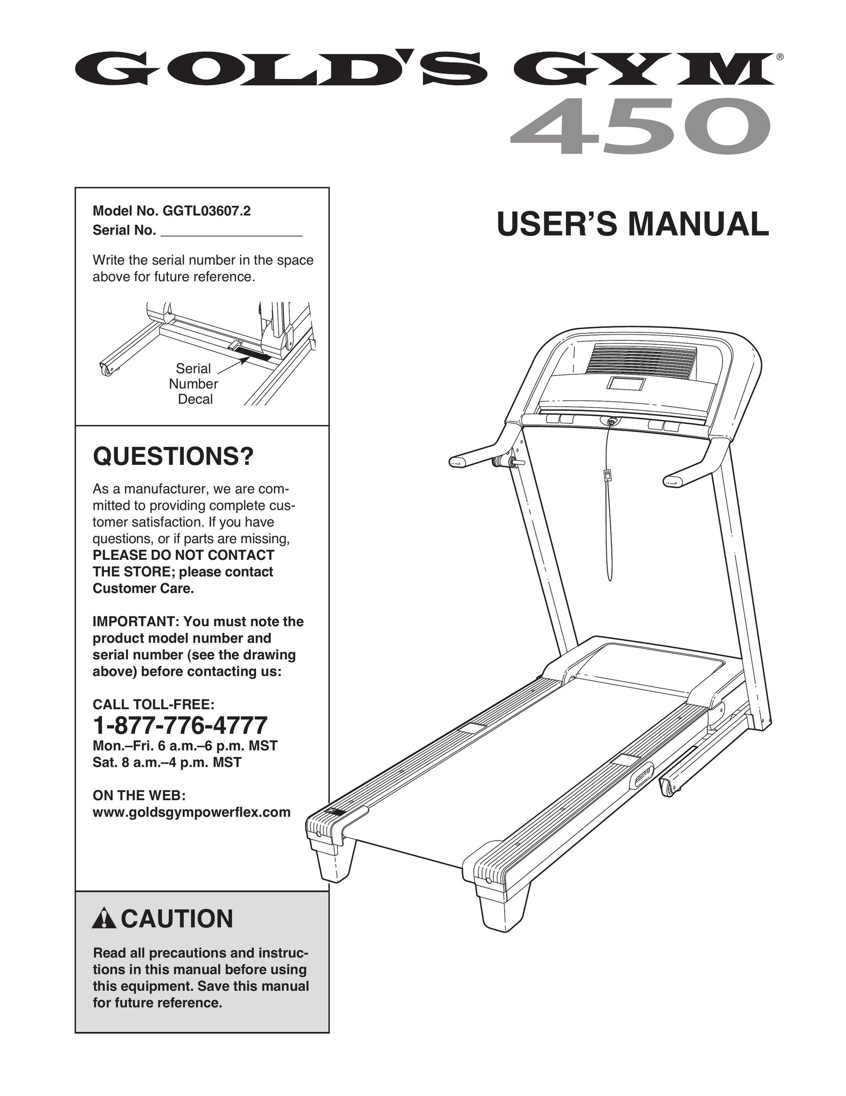 Gold's Gym GGTL03607.2 Treadmill User Manual